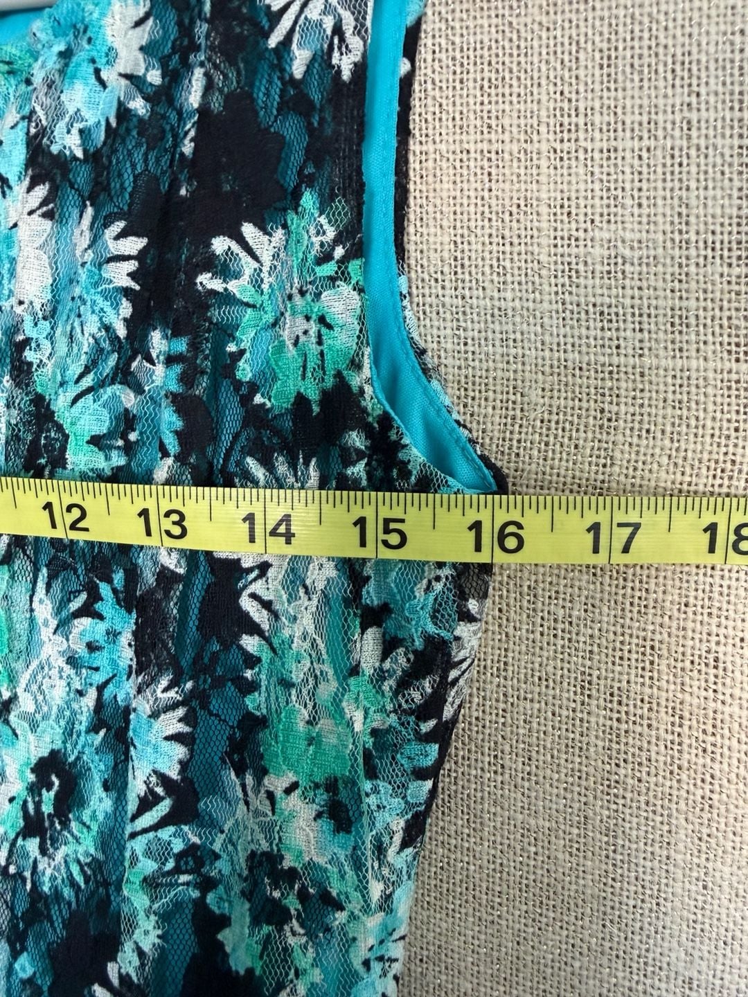 Perceptions Petite Dress Size PS Blue Floral Lace Sleeveless 7