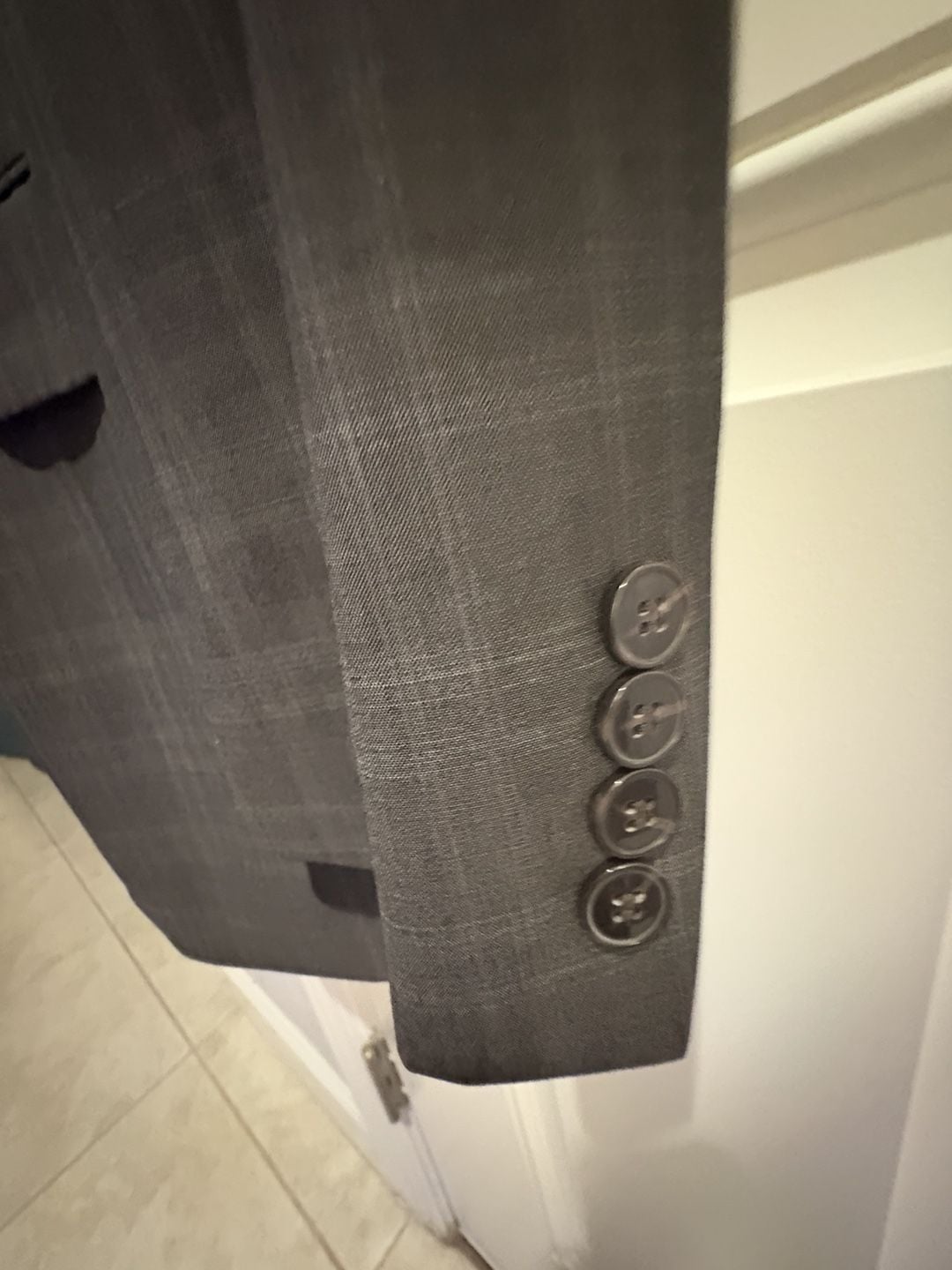 Calvin Klein Suit Jacket Blazer Size 40L (tag 44L) Gray Plaid 100% Wool 7