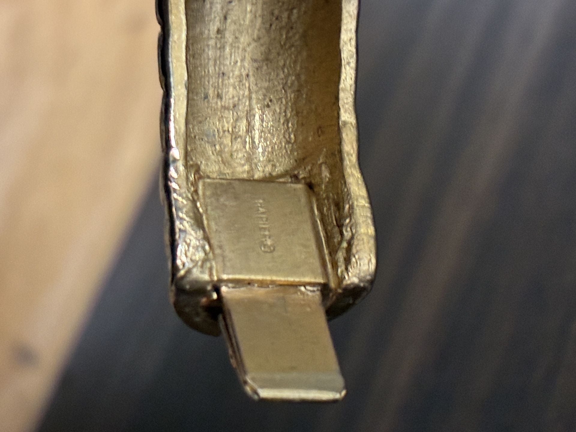 Napier Gold Tone Textured Scales Hinged Bangle Bracelet 3
