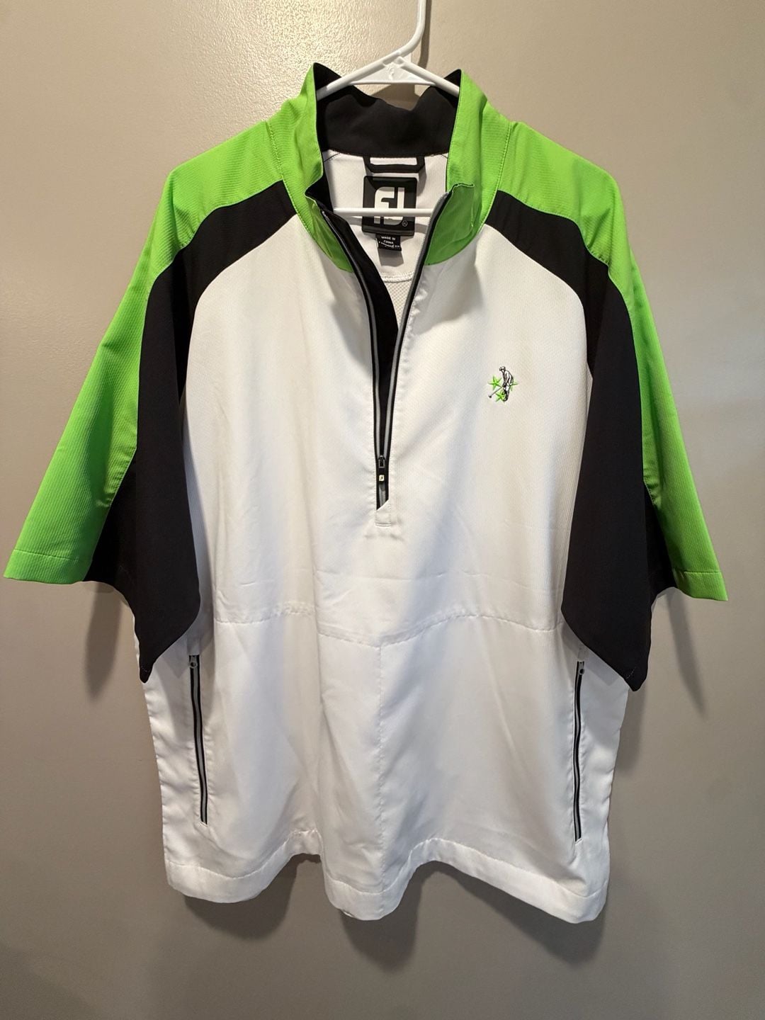 FootJoy FJ Short Sleeve Pullover Jacket Size XL White Black Green 2