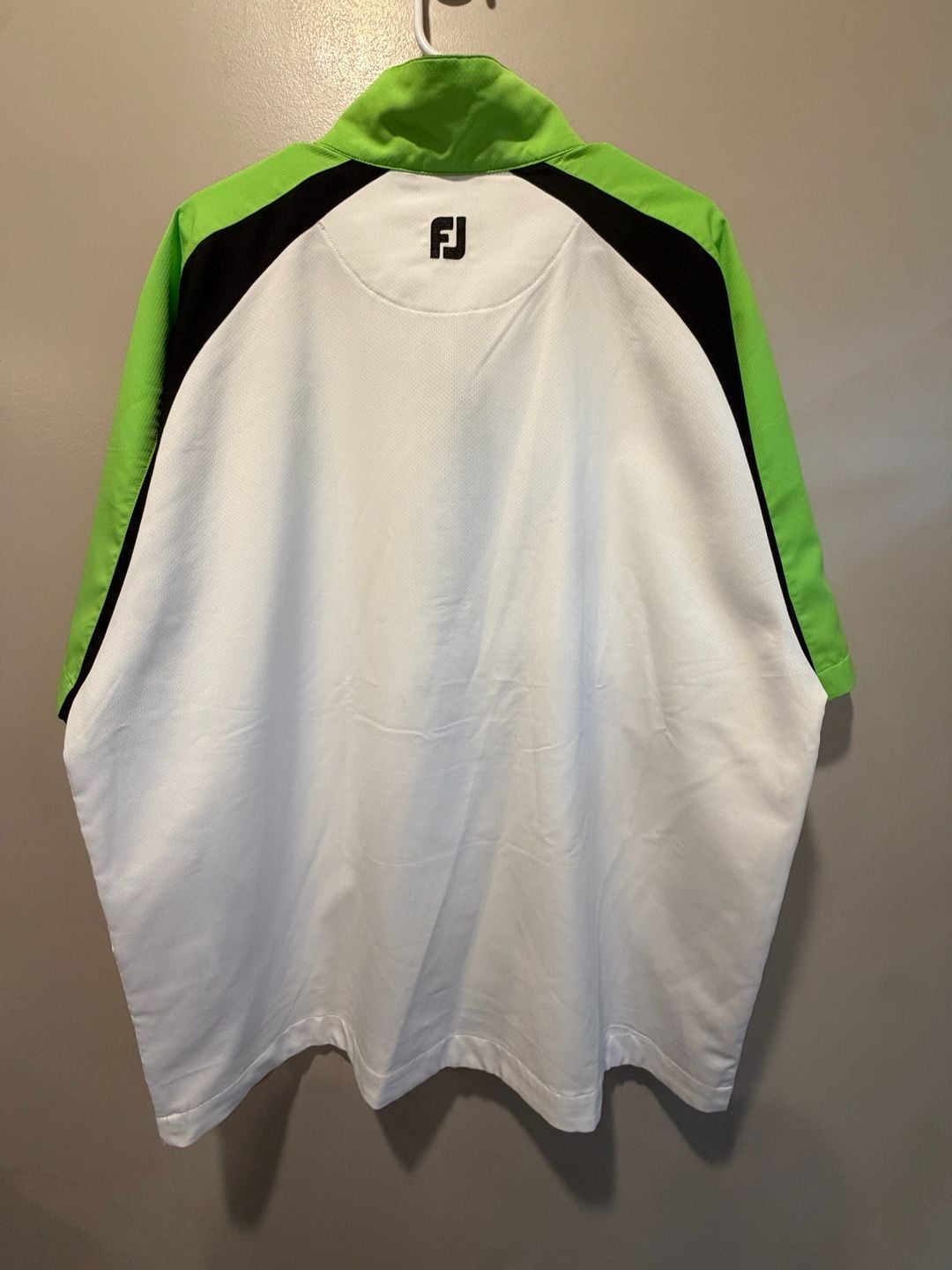 FootJoy FJ Short Sleeve Pullover Jacket Size XL White Black Green 4