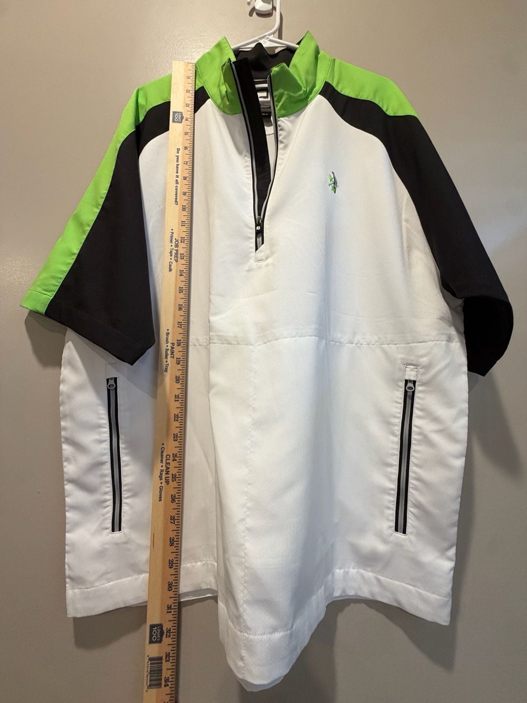 FootJoy FJ Short Sleeve Pullover Jacket Size XL White Black Green 7