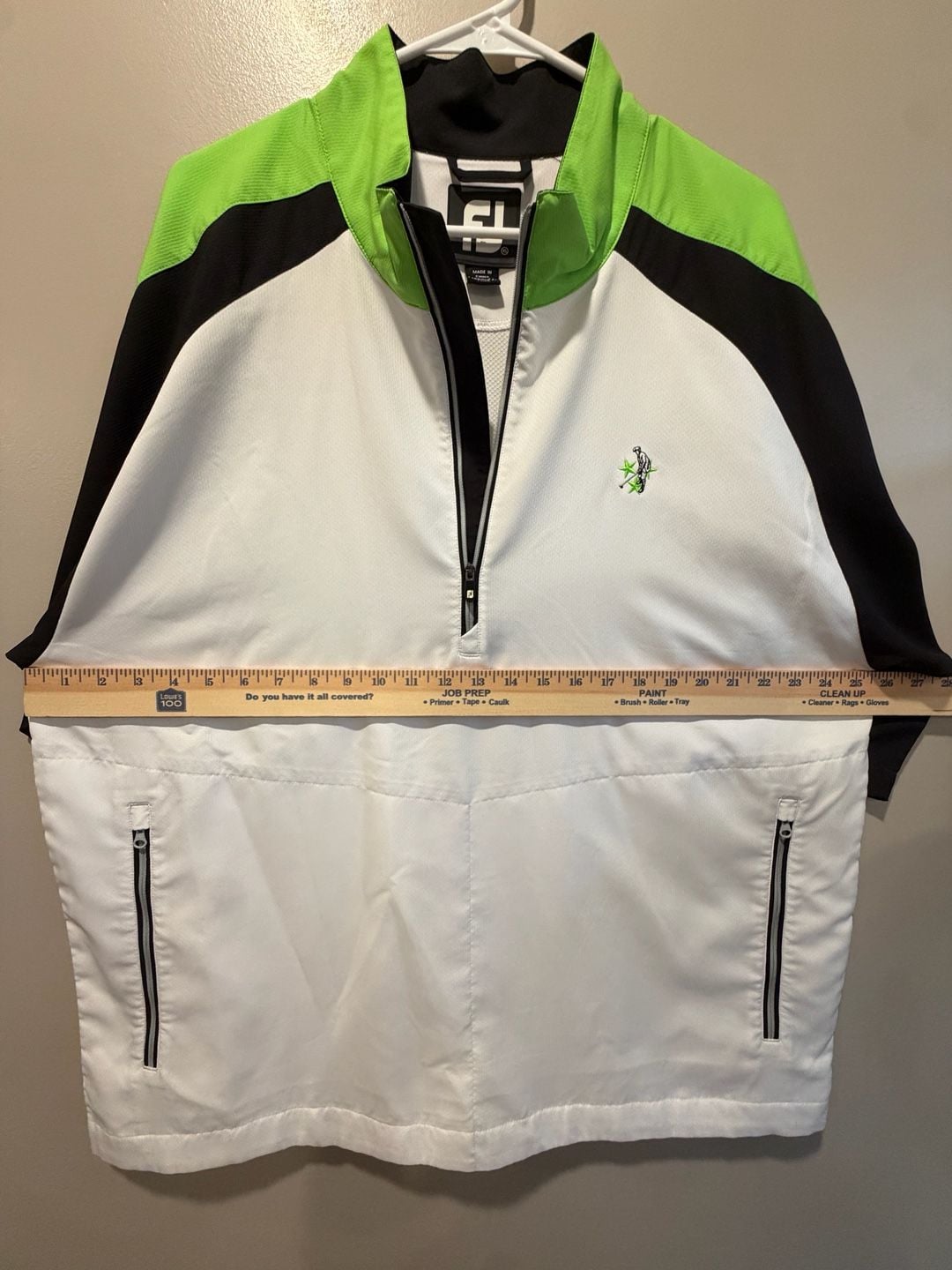FootJoy FJ Short Sleeve Pullover Jacket Size XL White Black Green 8
