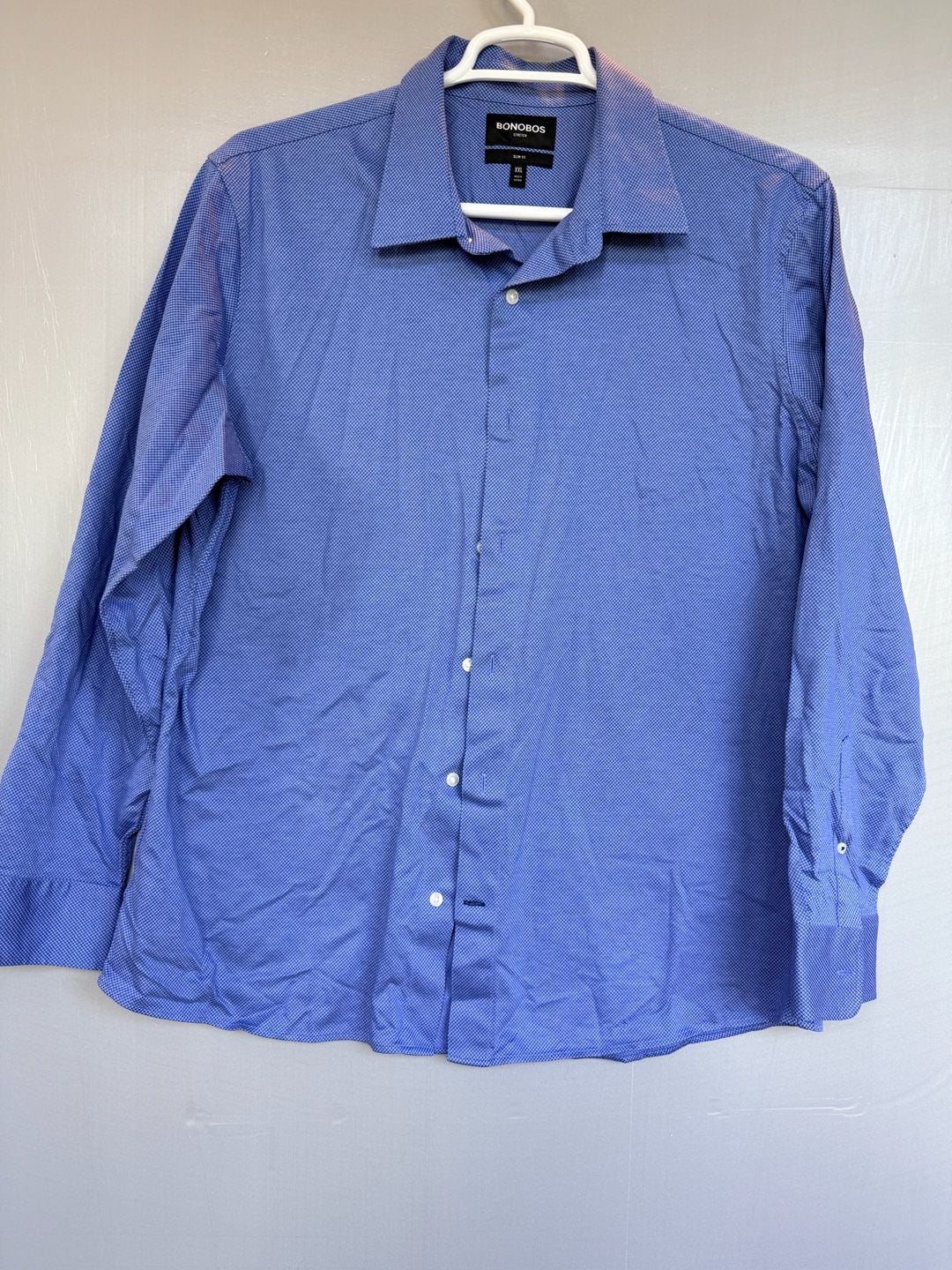 Bonobos Stretch Dress Shirt Size XXL Blue Micro Pattern Slim Fit 2