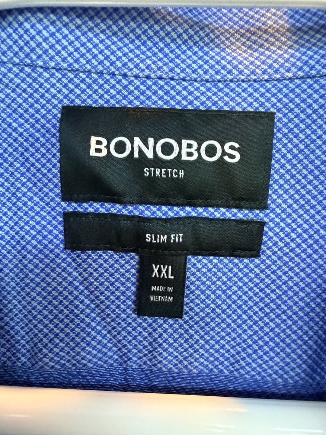 Bonobos Stretch Dress Shirt Size XXL Blue Micro Pattern Slim Fit 3