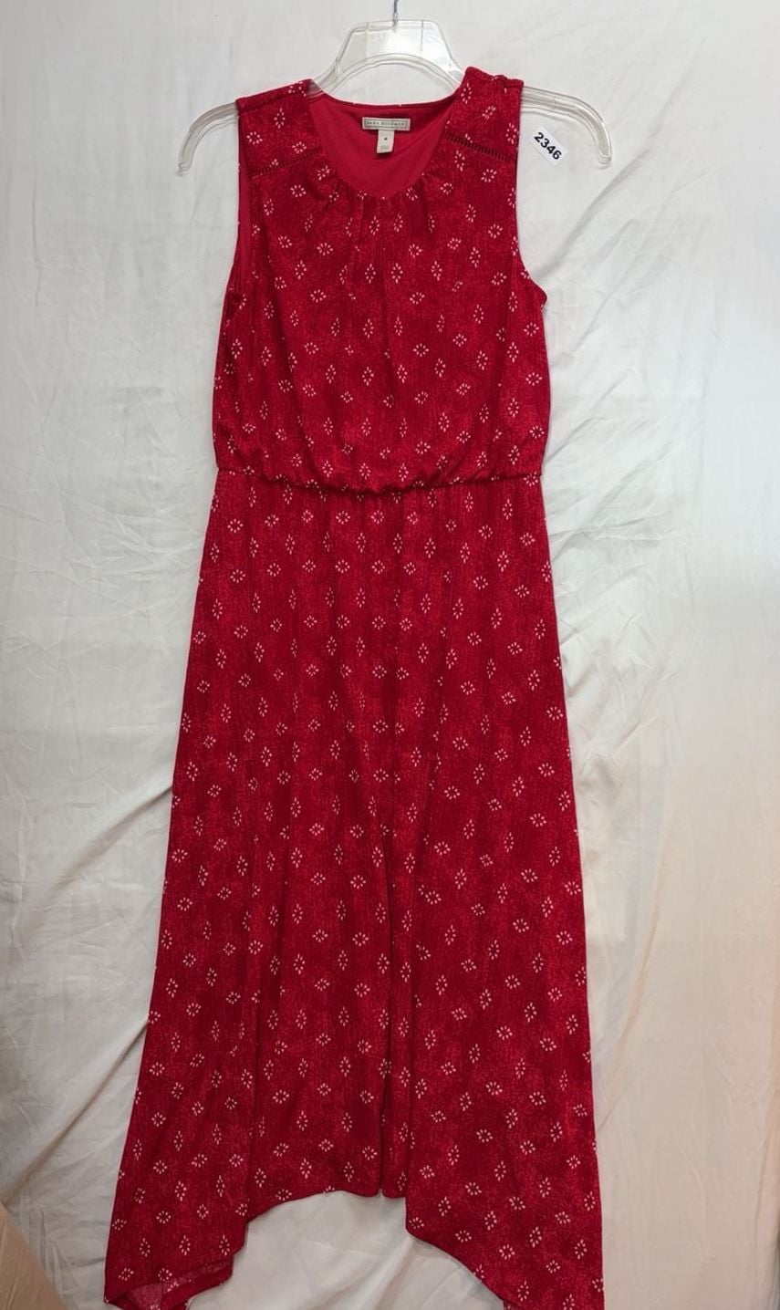 Dana Buchman Dress Size M Red Printed Sleeveless Maxi 2