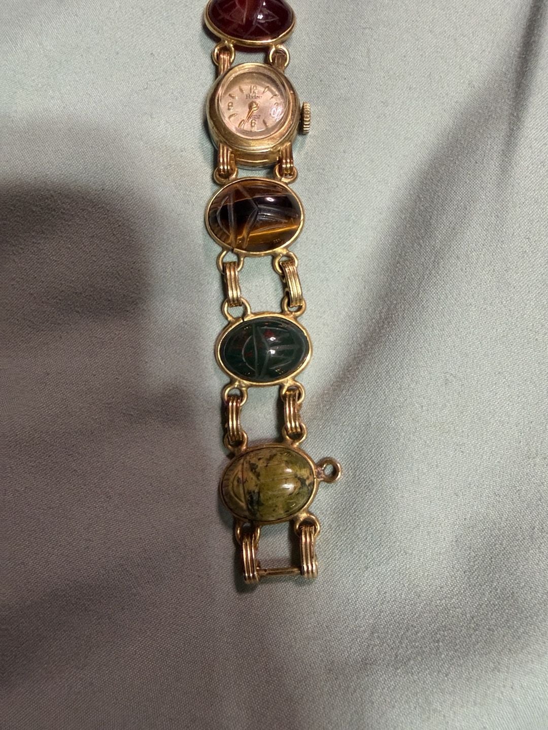 Pedre Vintage 1/20 12K Gold Filled Multi Stone Scarab Watch 2