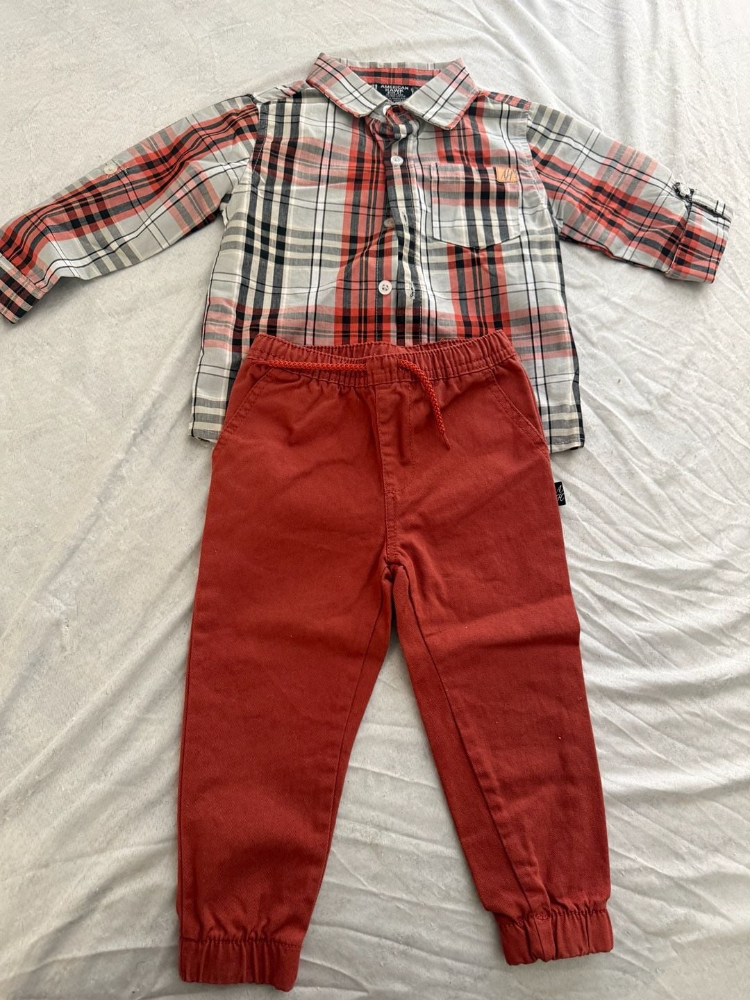 American Hawk Plaid Shirt & Pants Set Size 3T 1