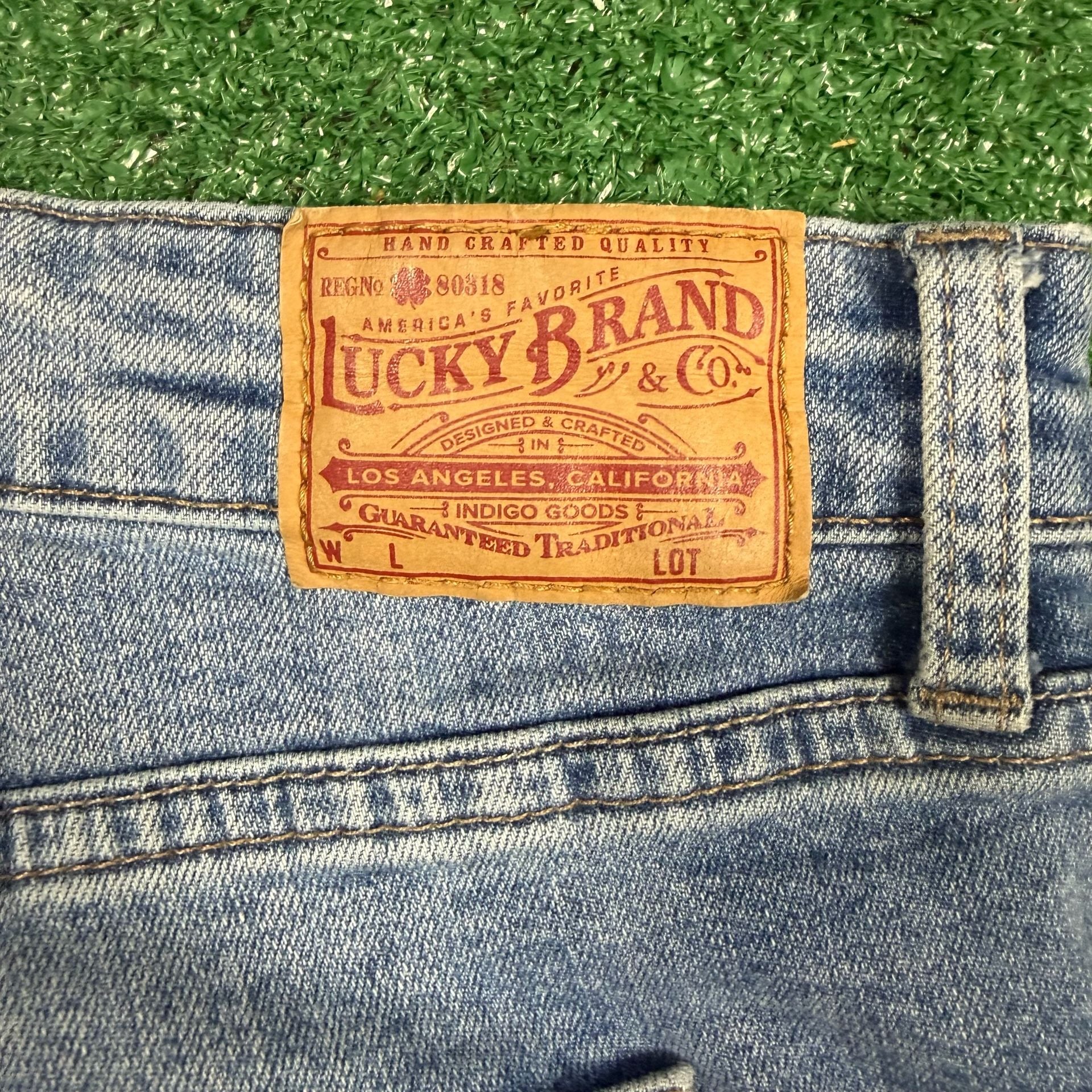 Lucky Brand Denim Shorts Size 24W Distressed Raw Hem Blue 6