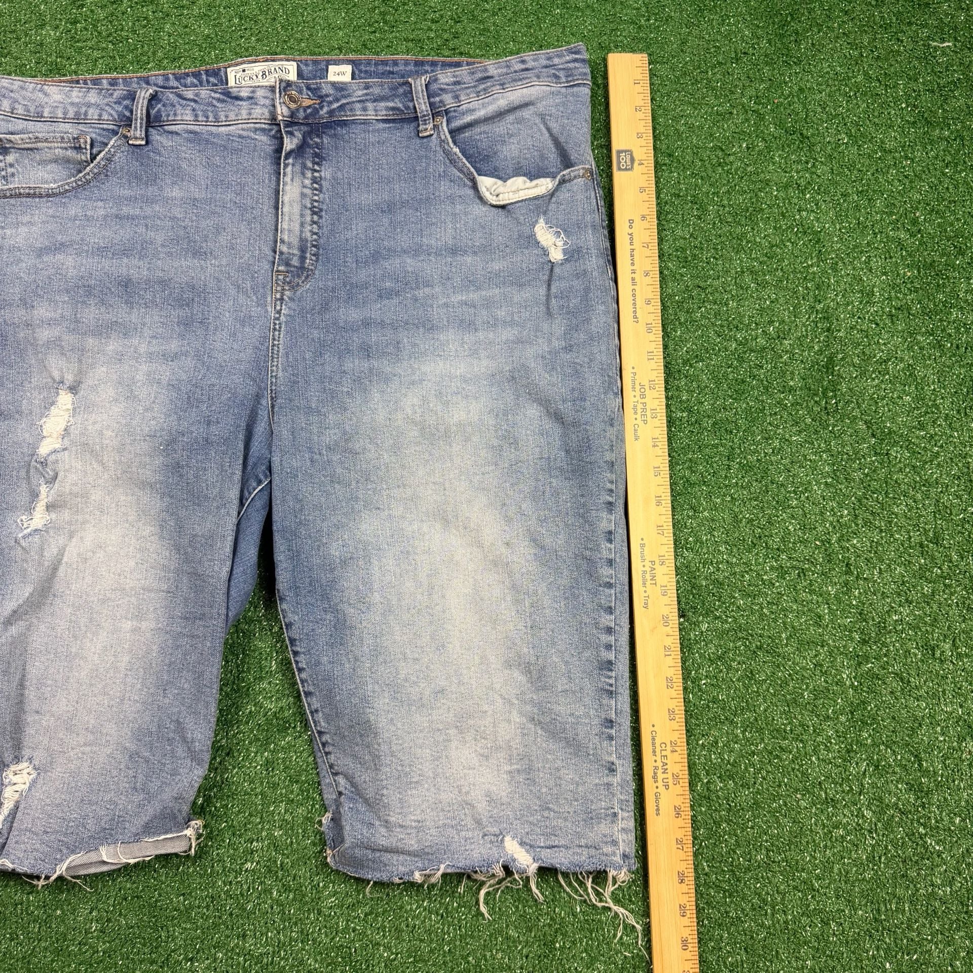 Lucky Brand Denim Shorts Size 24W Distressed Raw Hem Blue 7