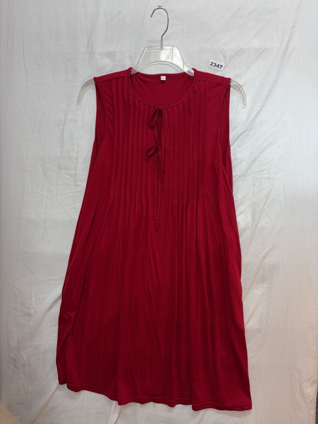 Red Sleeveless Tie Front Top Size L 2