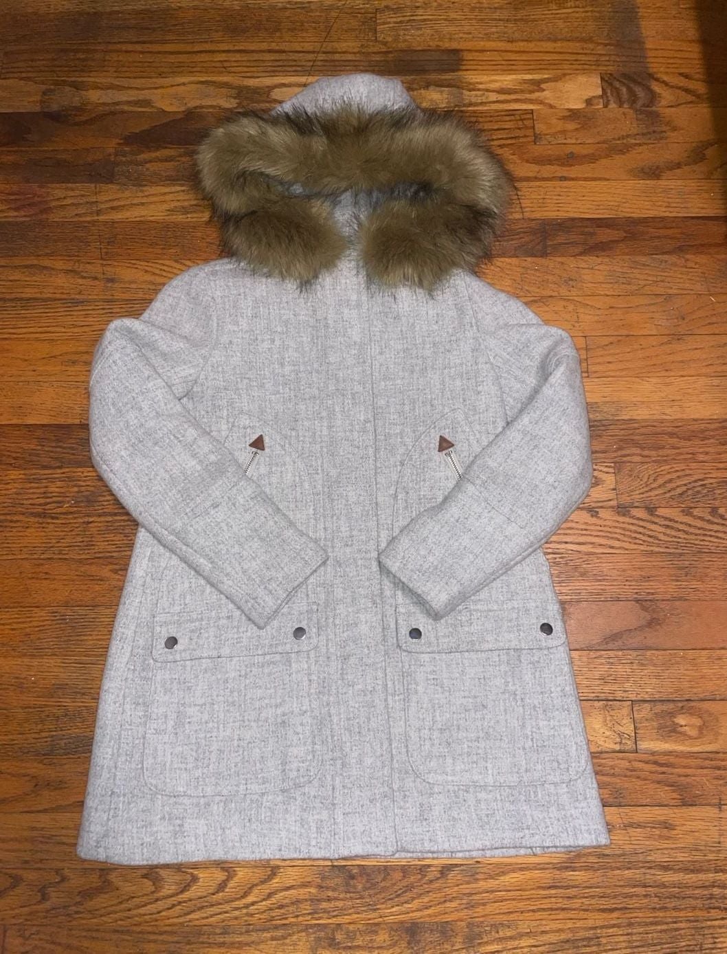 J.Crew Italian Stadium Cloth Hooded Parka Size 0P Gray 2