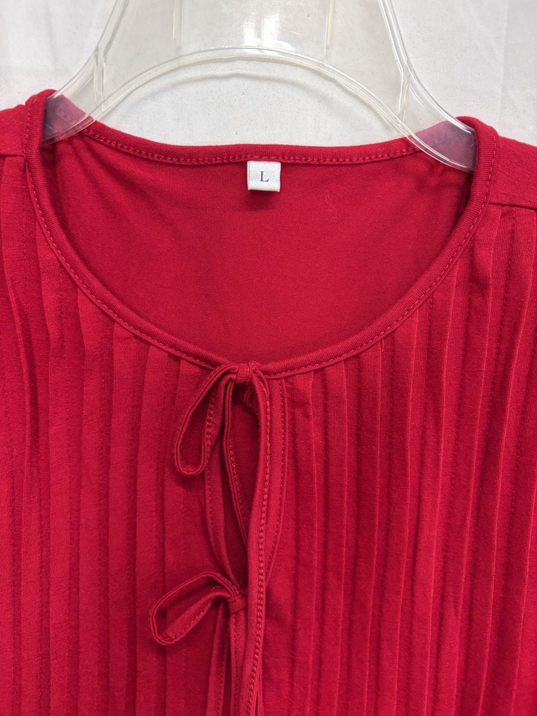 Red Sleeveless Tie Front Top Size L 3