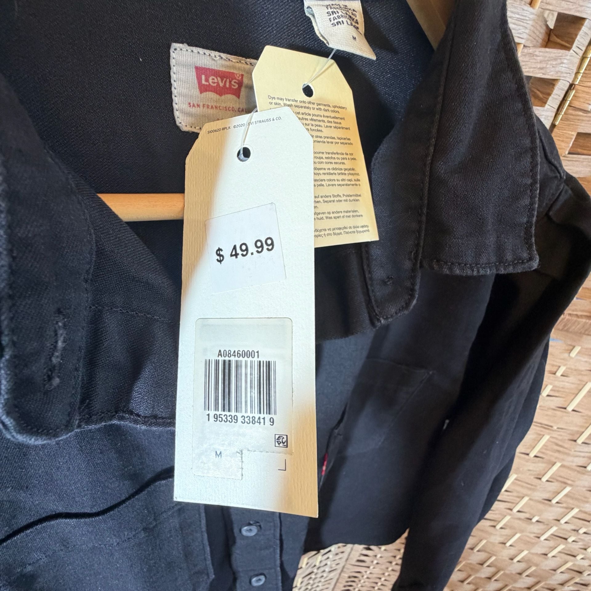 Levi's Long Sleeve Button Up Women Shirt Size M Black Cotton Blend 6