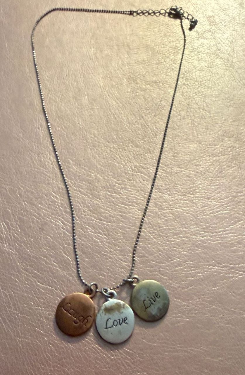 Essence of Life LIVE LOVE LAUGH Necklace Crystals Tricolor Pendant ..., 2