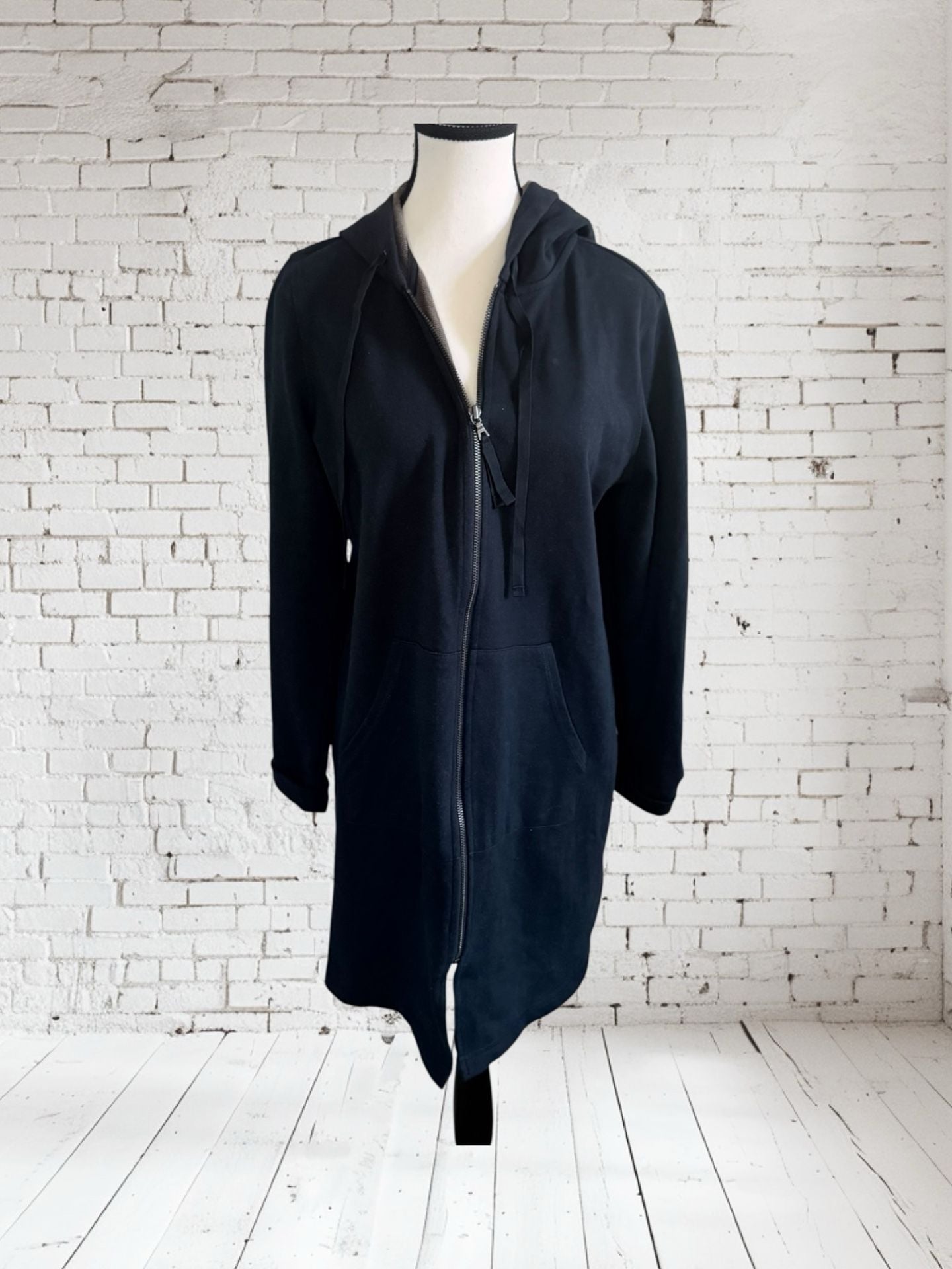LOGO Lounge by Lori Goldstein QVC French Terry Long Hooded Jacket 2