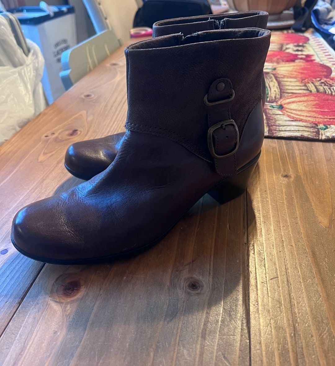 Clarks Brown Leather Ankle Booties 4