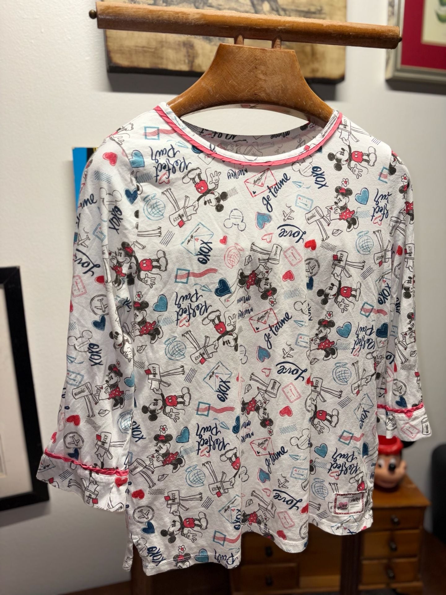 Disney Parks Mickey Minnie Mouse Long Sleeve Shirt Size L White 2