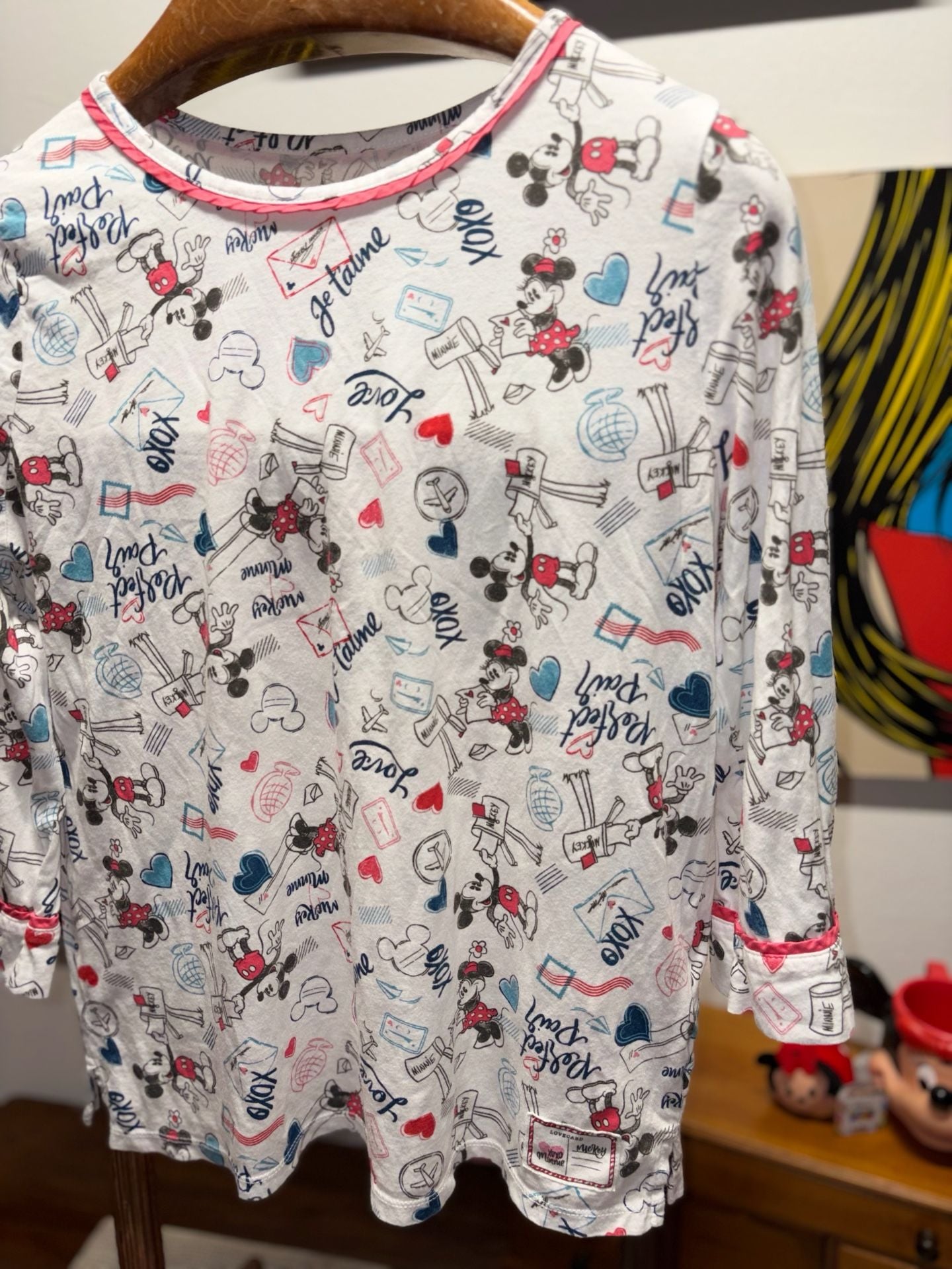 Disney Parks Mickey Minnie Mouse Long Sleeve Shirt Size L White 3