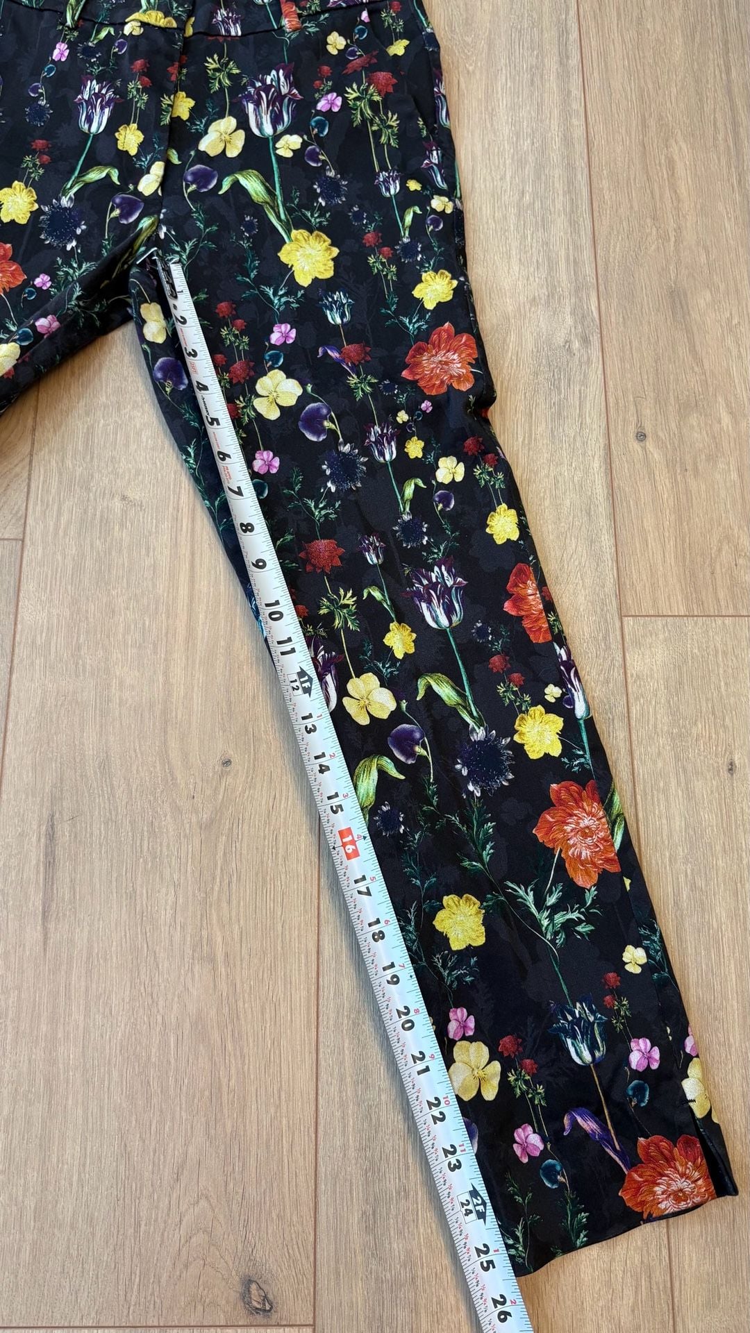 H&M Floral Print Tailored Pants Size US 10 Black 5