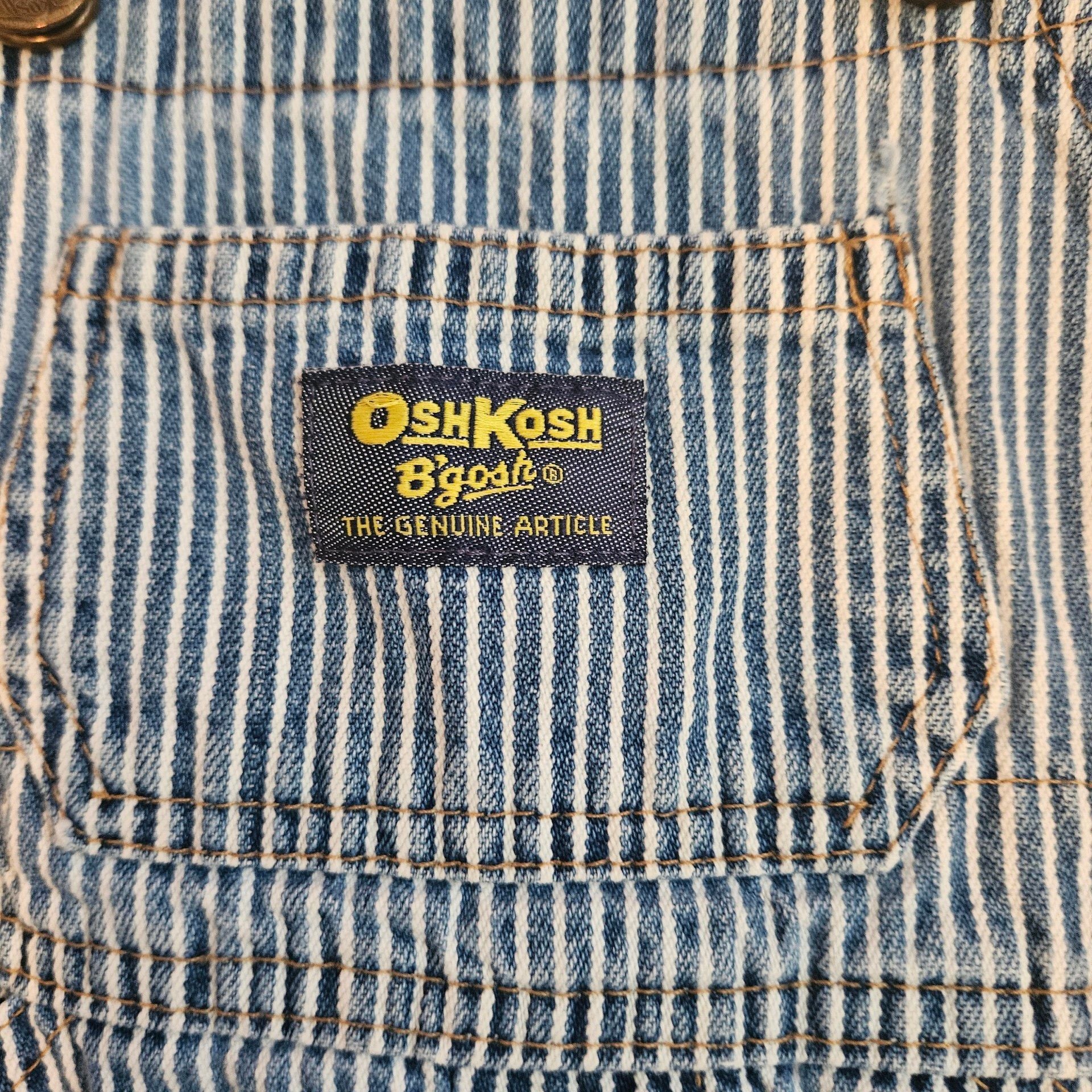 VTG 90s OshKosh Bgosh Hickory Stripe Denim Overalls 18 M Made in Honduras Cotton 3