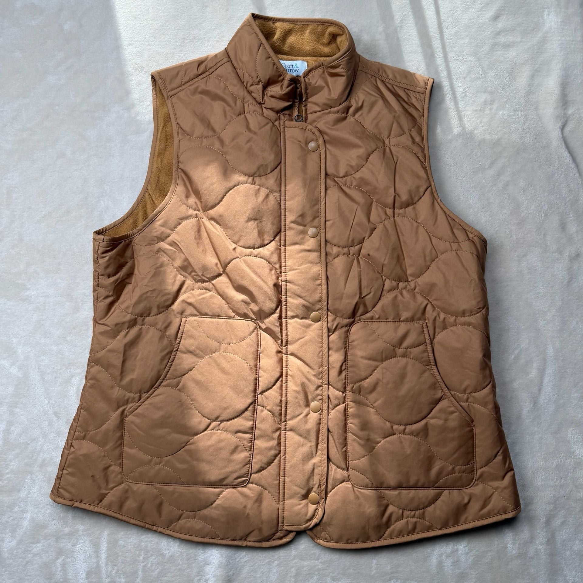 Croft & Barrow Quilted Vest Brown Fleece Lined 2