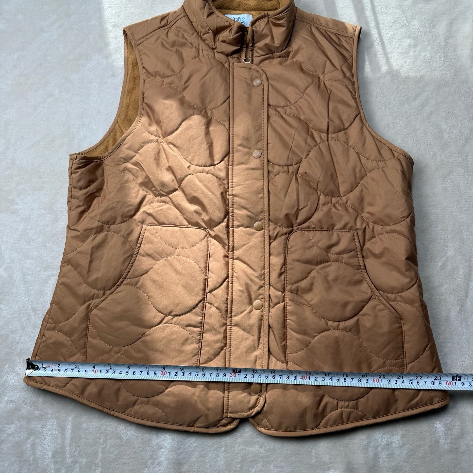 Croft & Barrow Quilted Vest Brown Fleece Lined 5