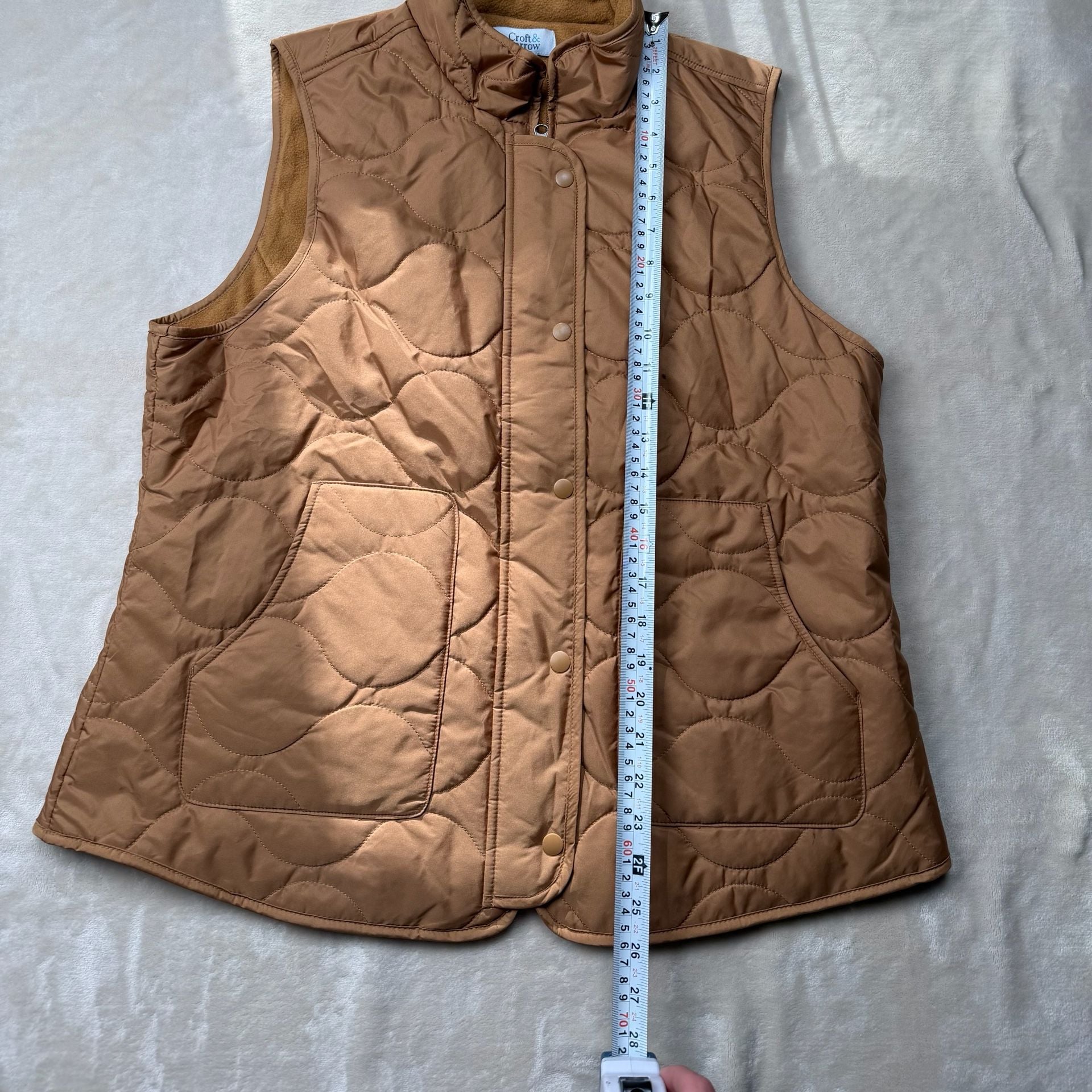 Croft & Barrow Quilted Vest Brown Fleece Lined 6