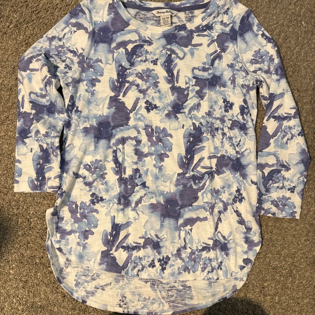 Tommy Bahama T-Shirt Size XS Blue Floral 3
