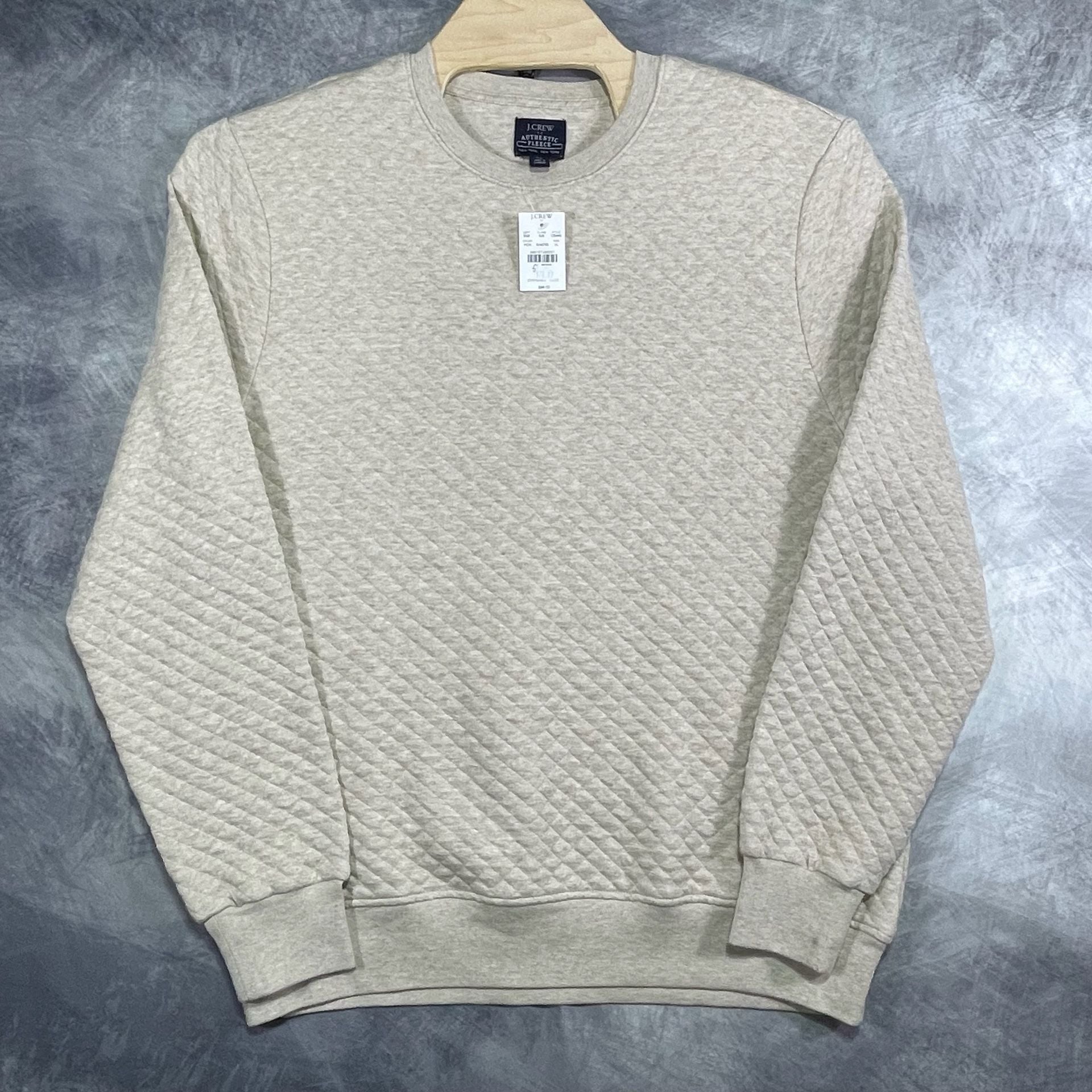 J.Crew Authentic Fleece Quilted Sweatshirt Size L Oatmeal NWT 2
