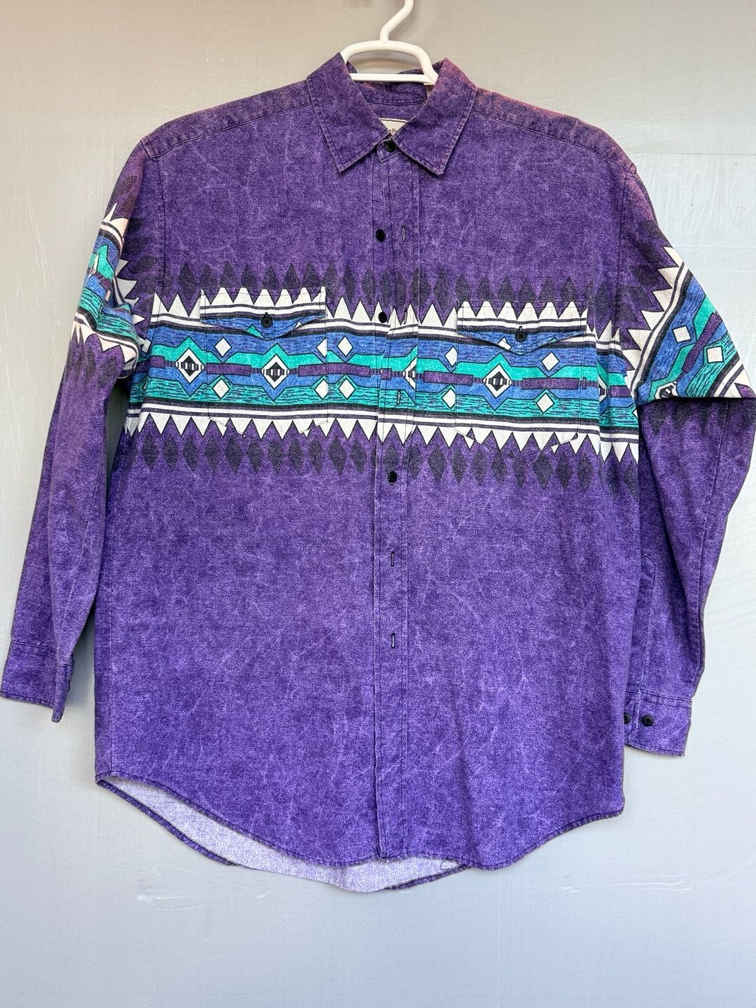 Western Plains Trading Co. Aztec Geometric Long Sleeve Shirt Size L Purple 2