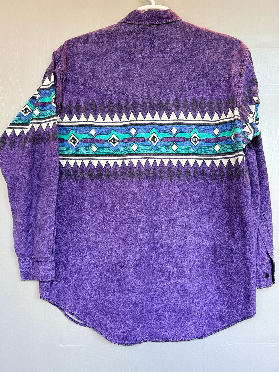 Western Plains Trading Co. Aztec Geometric Long Sleeve Shirt Size L Purple 5