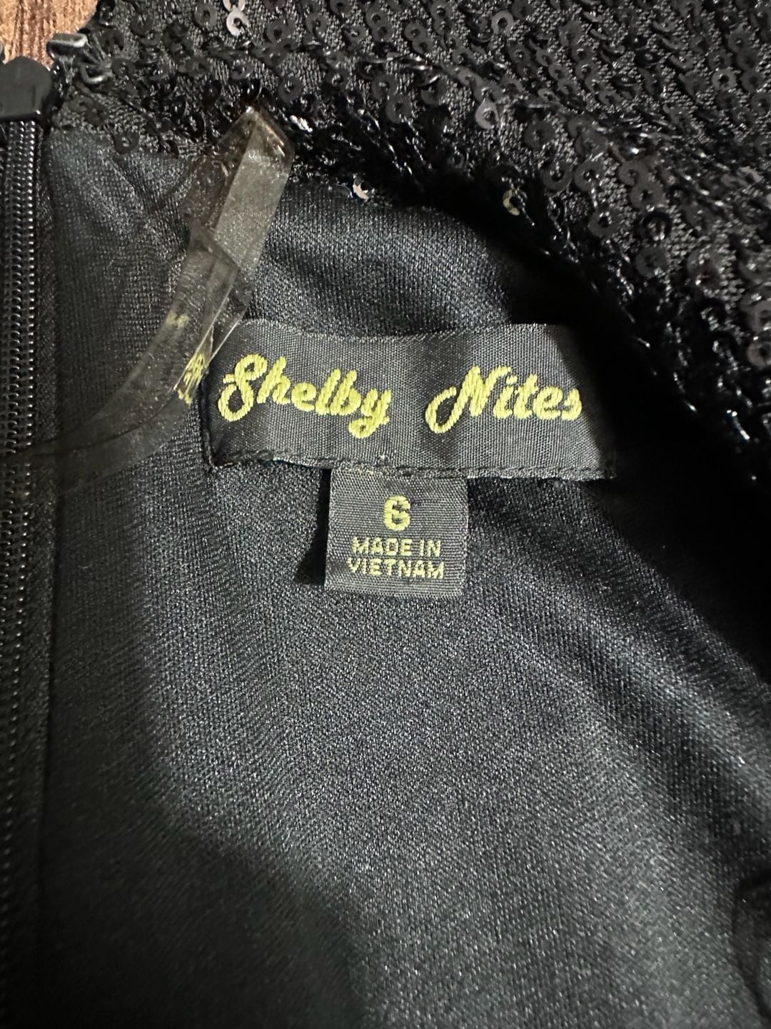 Shelby Nites Jumpsuit Size 6 Black Sequin Collar Long Sleeve Belted 3