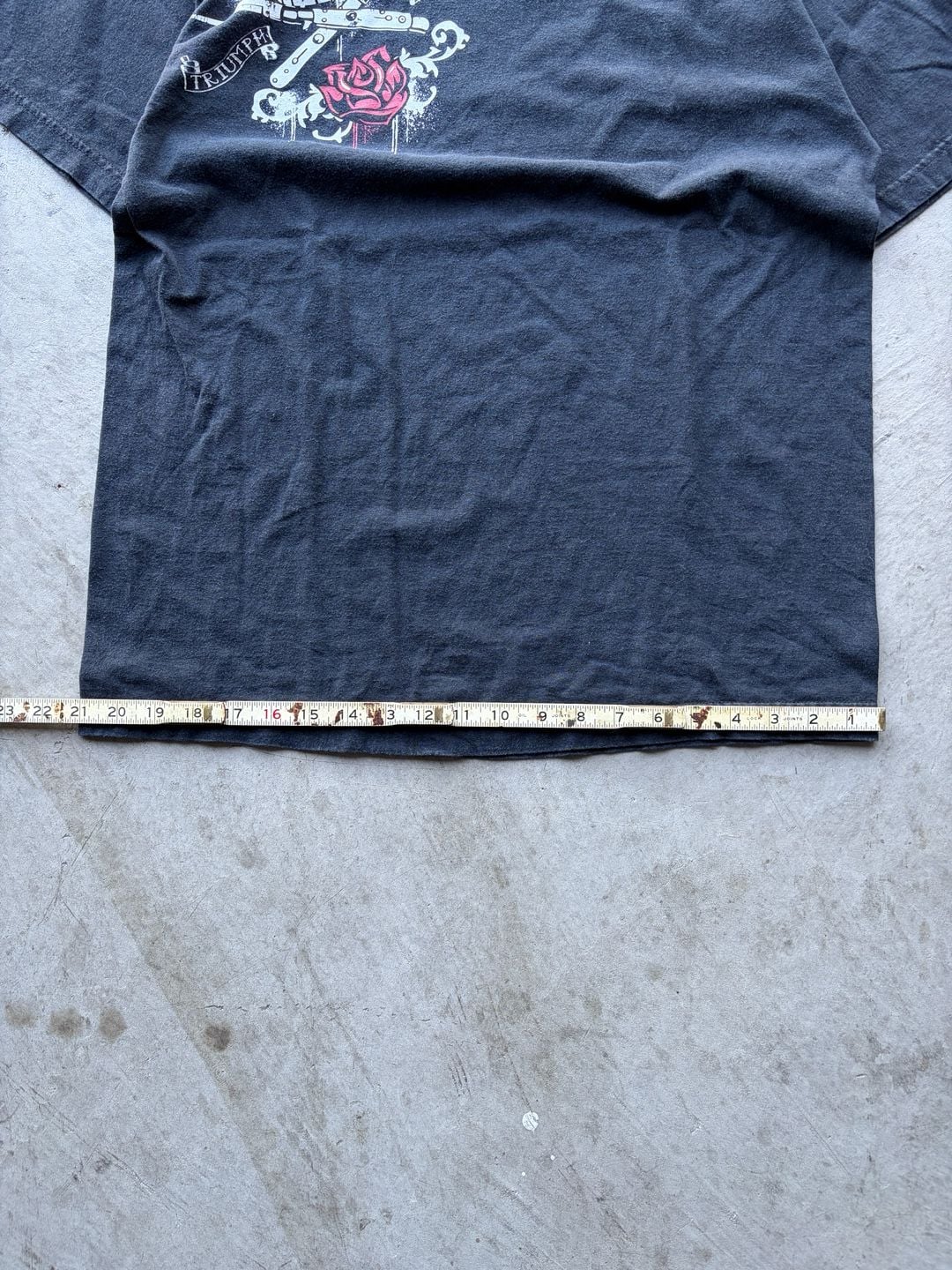 Triumph United T-Shirt Size Large Black Graphic Skull Rose 6