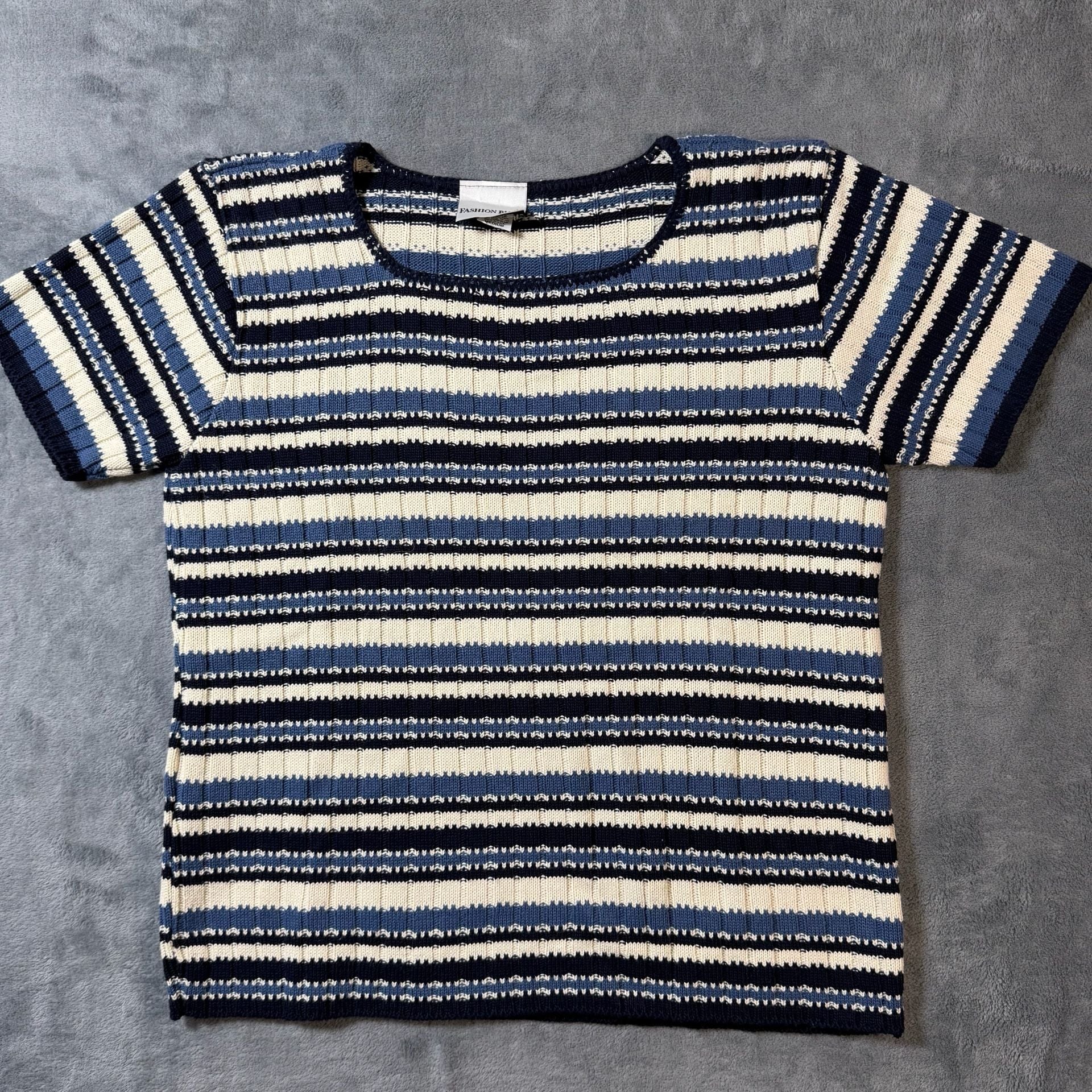 USA Vntg Reba Rose Sweater Womens Sz M Multicolor Blue Acrylic 2