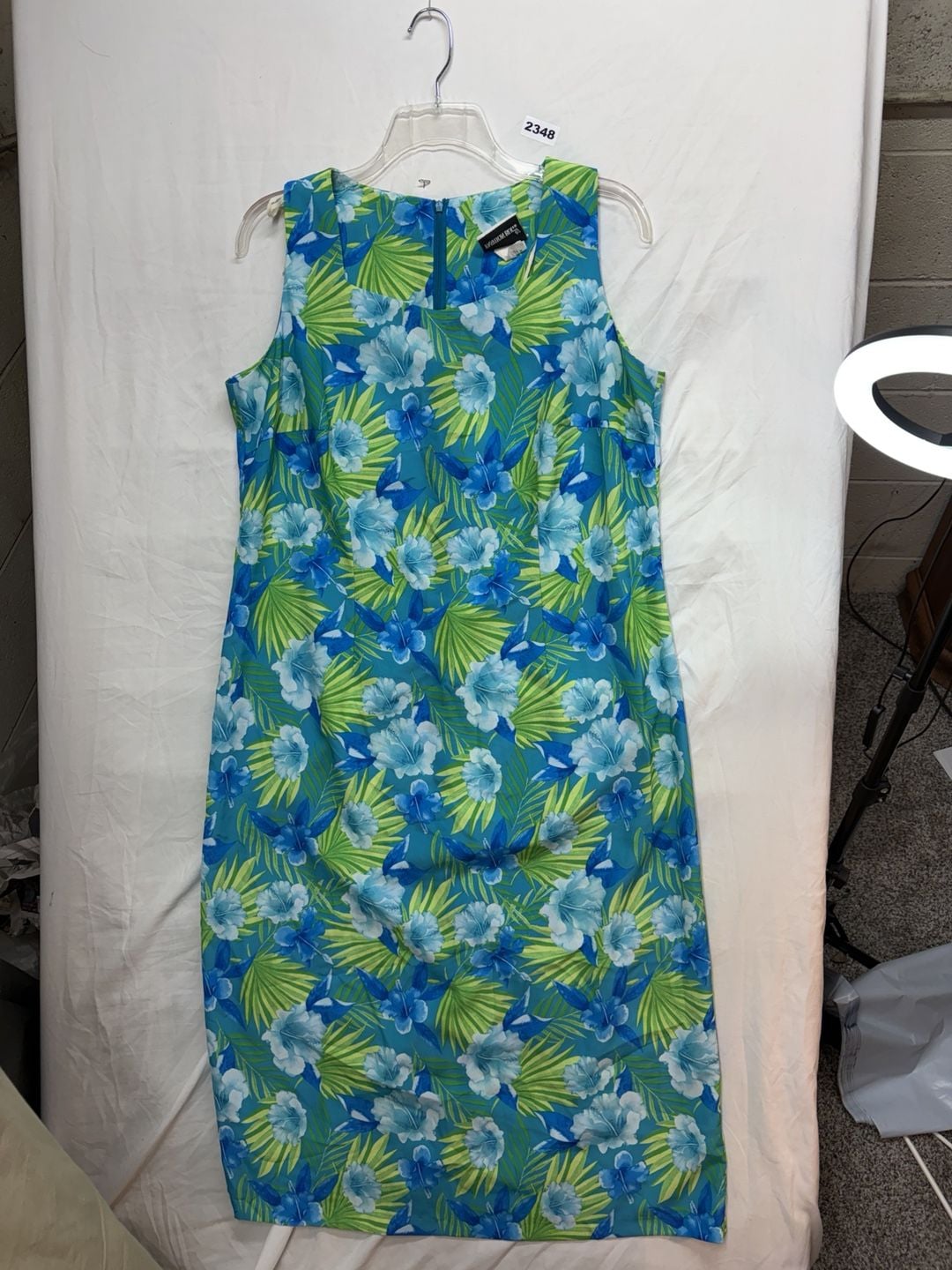 Fashion Bug Floral Dress Size 18 Blue Green Tropical 2
