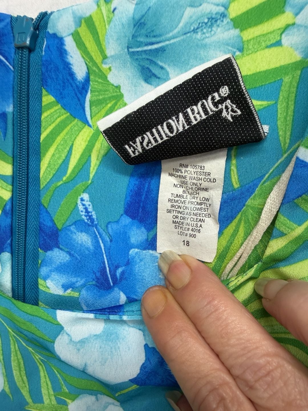 Fashion Bug Floral Dress Size 18 Blue Green Tropical 3