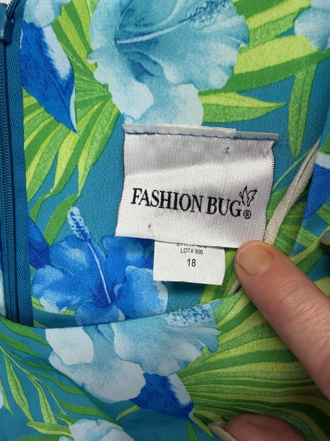 Fashion Bug Floral Dress Size 18 Blue Green Tropical 4