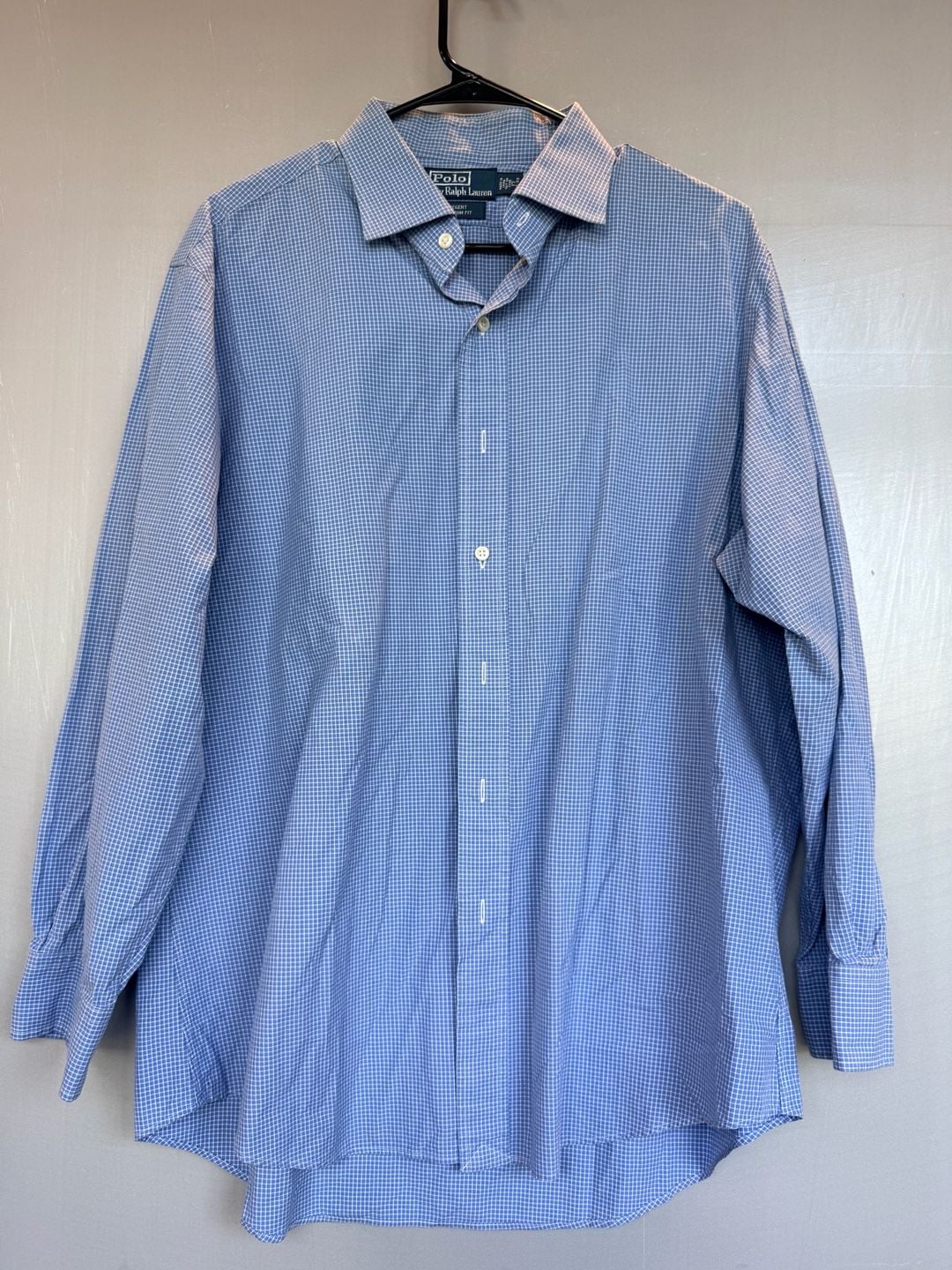 Polo Ralph Lauren Long Sleeve Button-Down Shirt Size 18 34/35 Blue Plaid 2