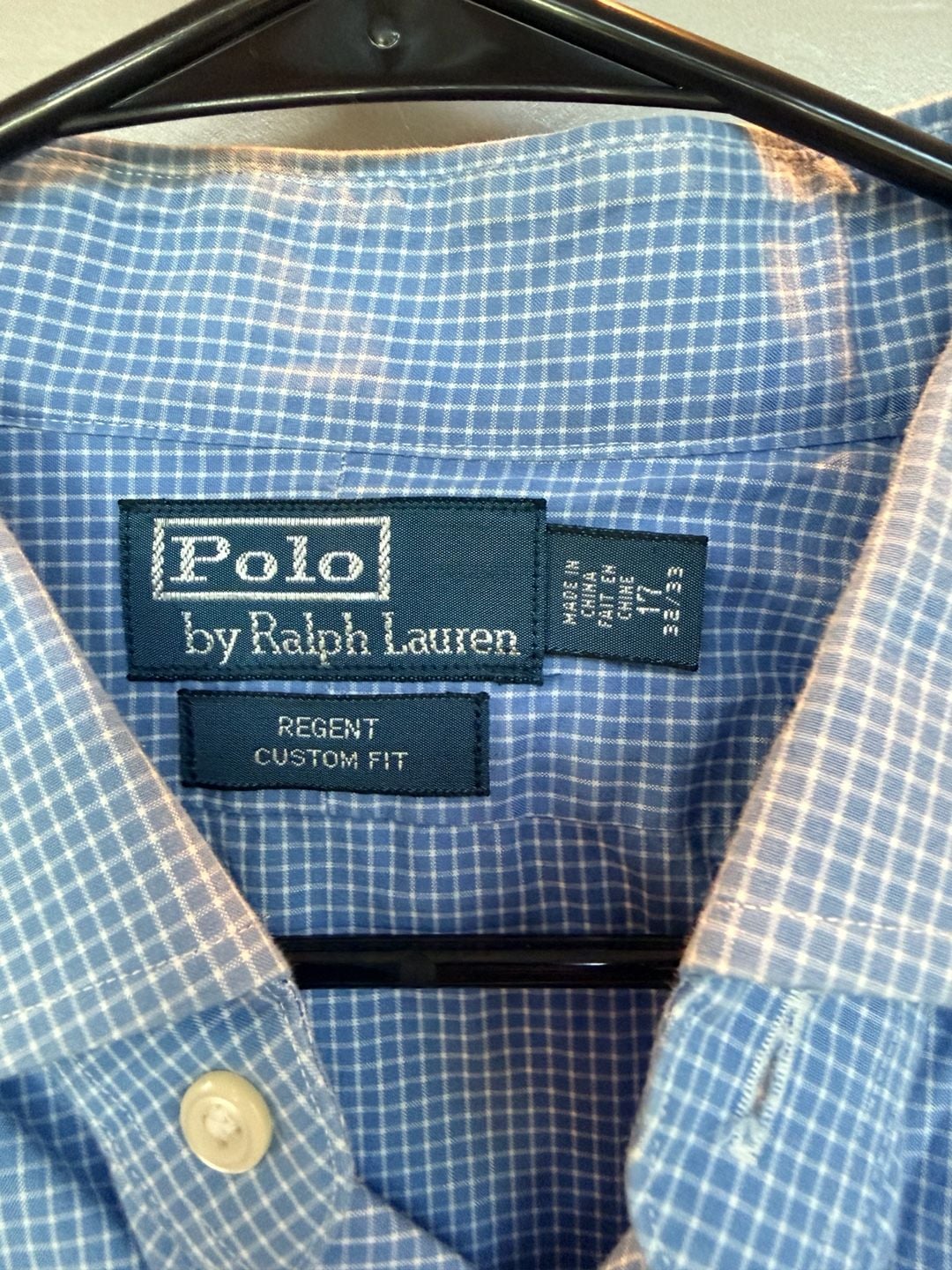 Polo Ralph Lauren Long Sleeve Button-Down Shirt Size 18 34/35 Blue Plaid 3