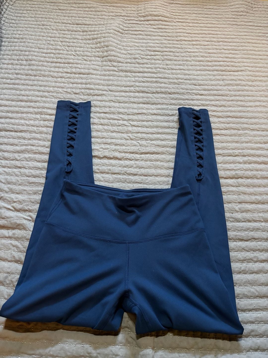 Yogalicious Leggings Size S Blue Criss Cross Ankle 1
