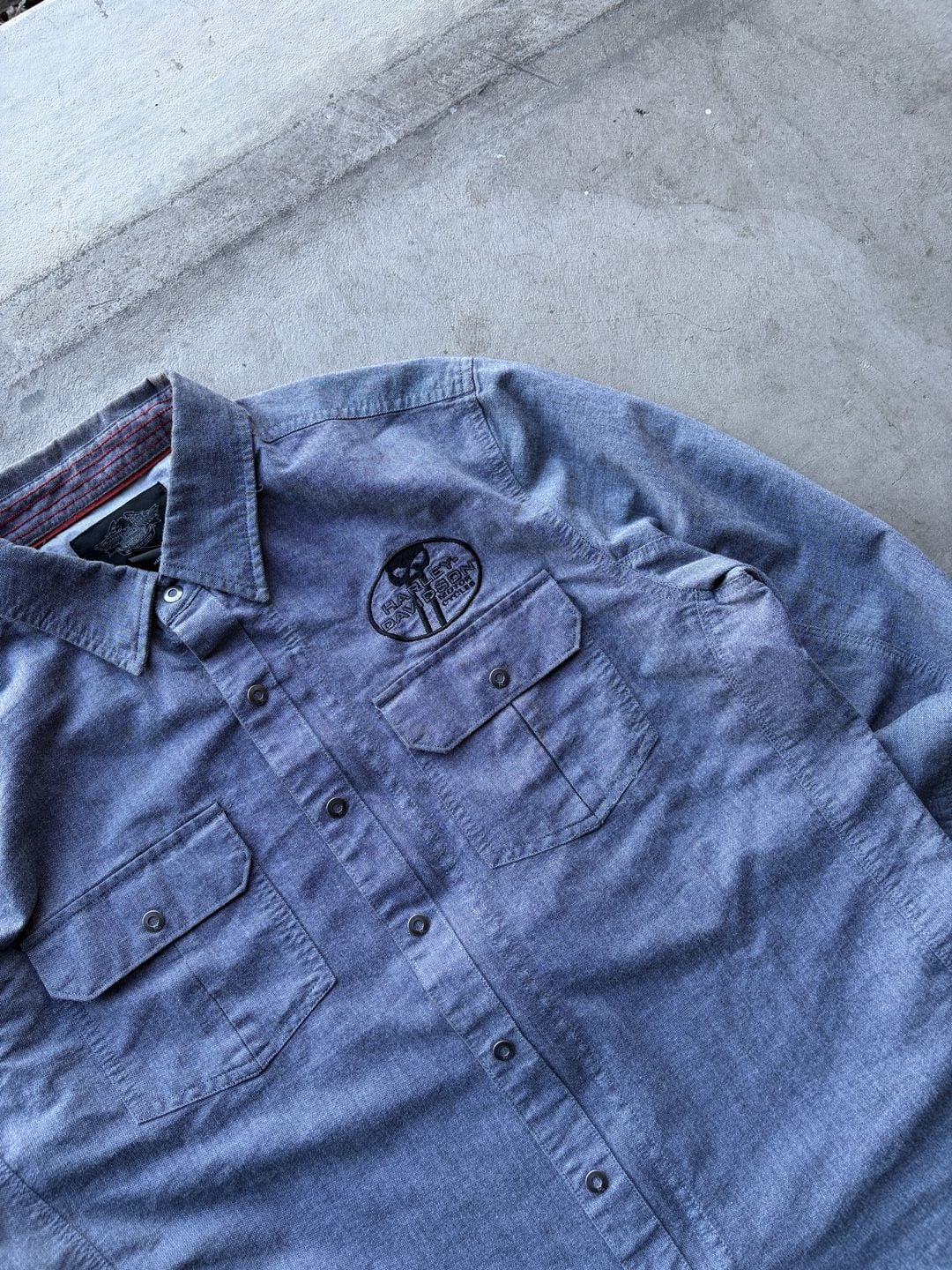 Harley-Davidson Long Sleeve Button-Down Shirt Gray 3