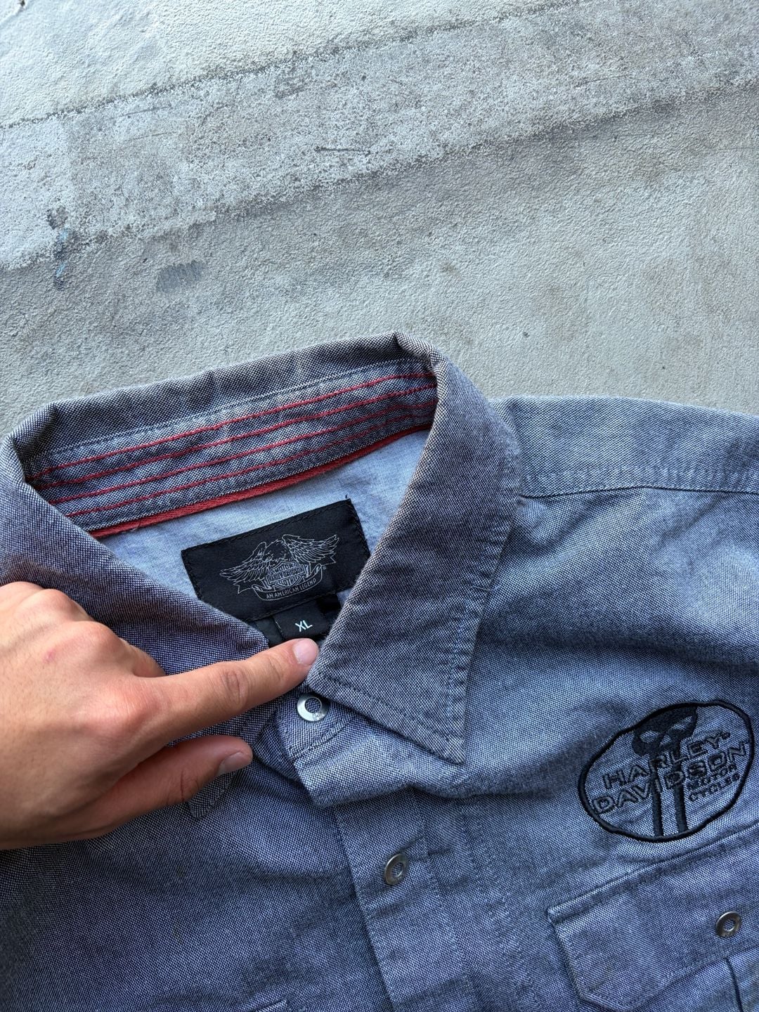 Harley-Davidson Long Sleeve Button-Down Shirt Gray 5