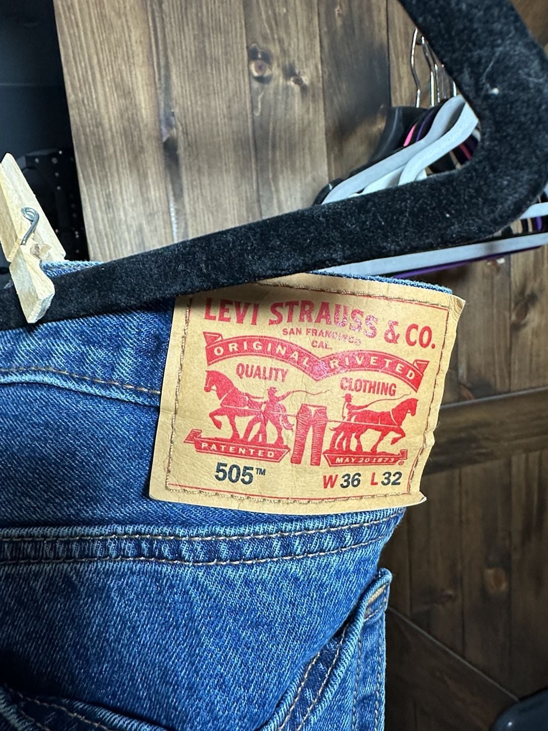 Levi's 505 Regular Fit Jeans 36x32 Blue Denim 4