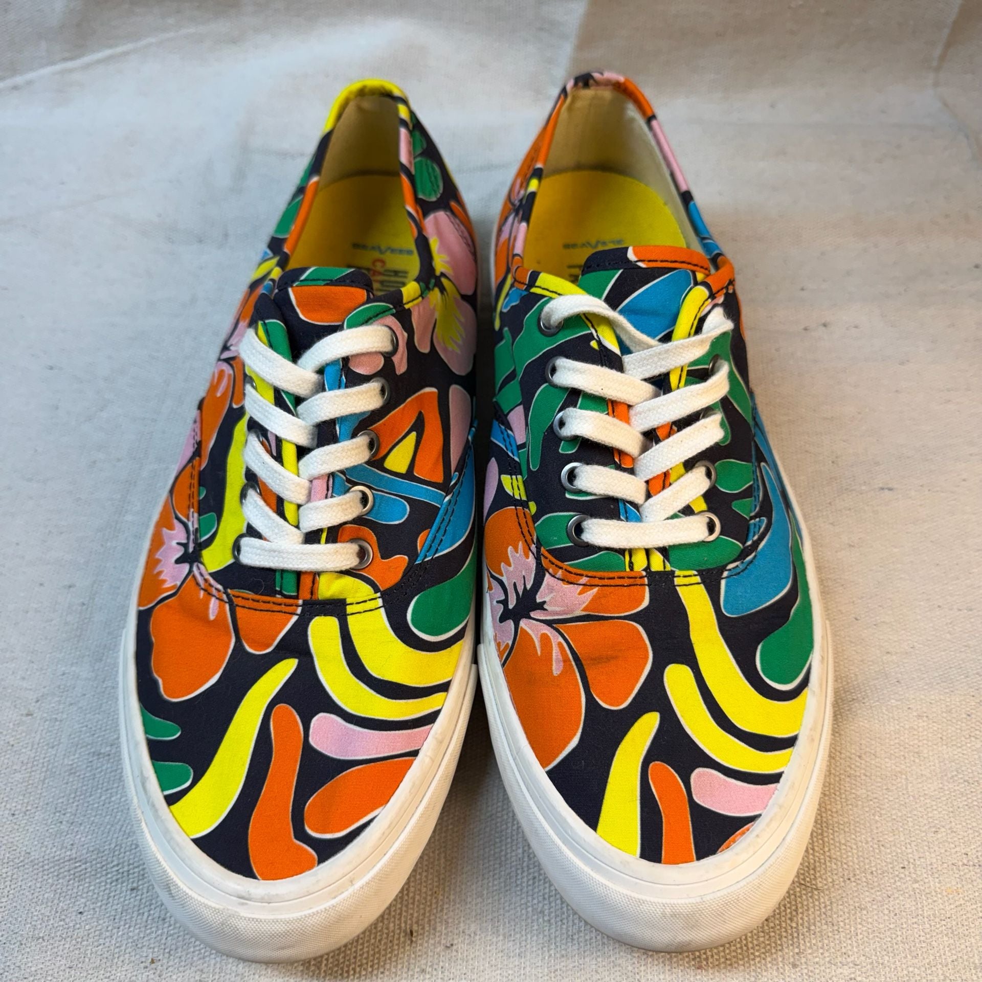 SeaVees Hermosa Plimsoll Shoes Multi Floral Canvas 2