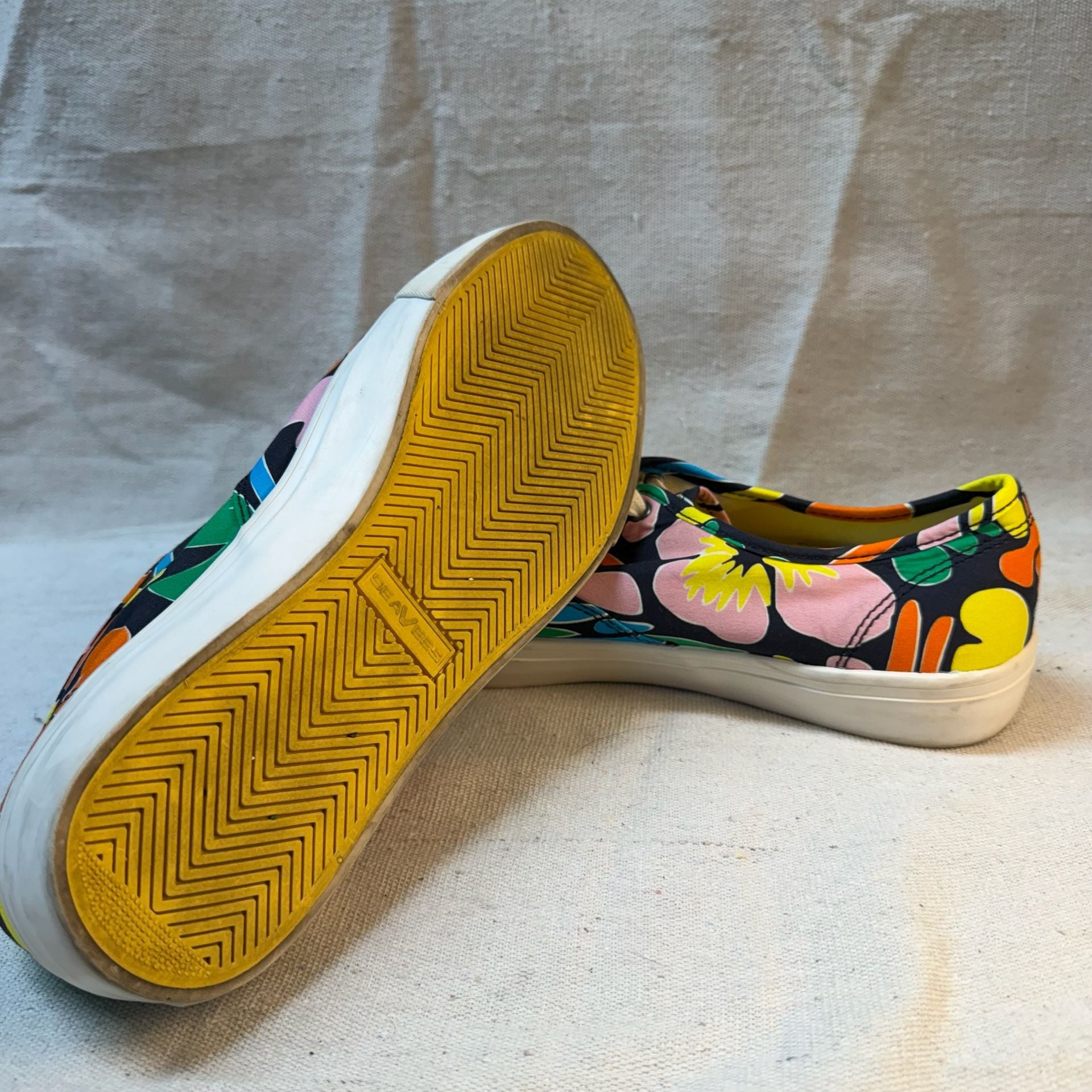 SeaVees Hermosa Plimsoll Shoes Multi Floral Canvas 10