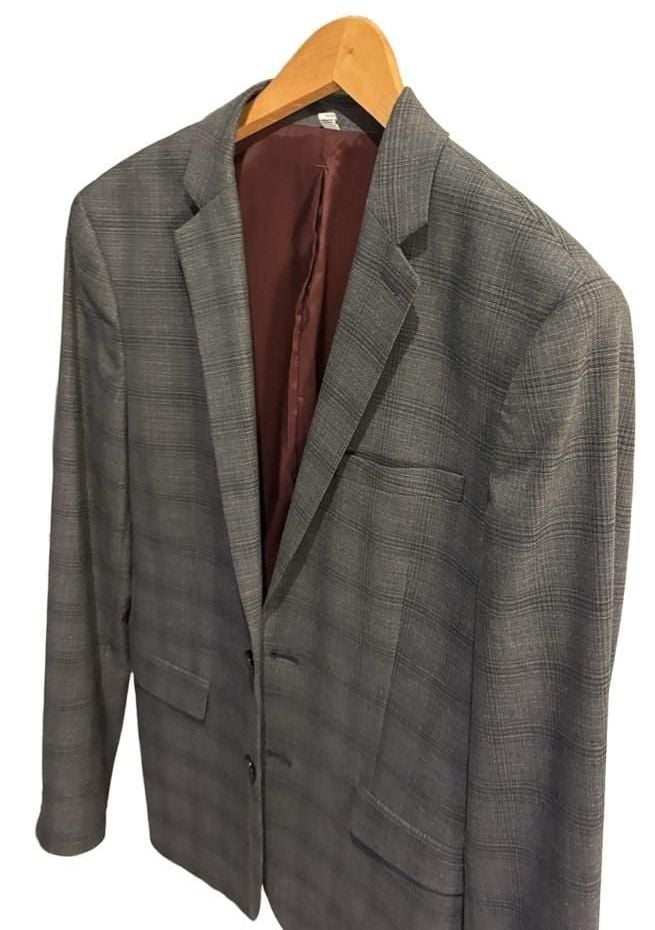 Express Suit Jacket Blazer Size 38R Gray Plaid Extra Slim Stretch 3