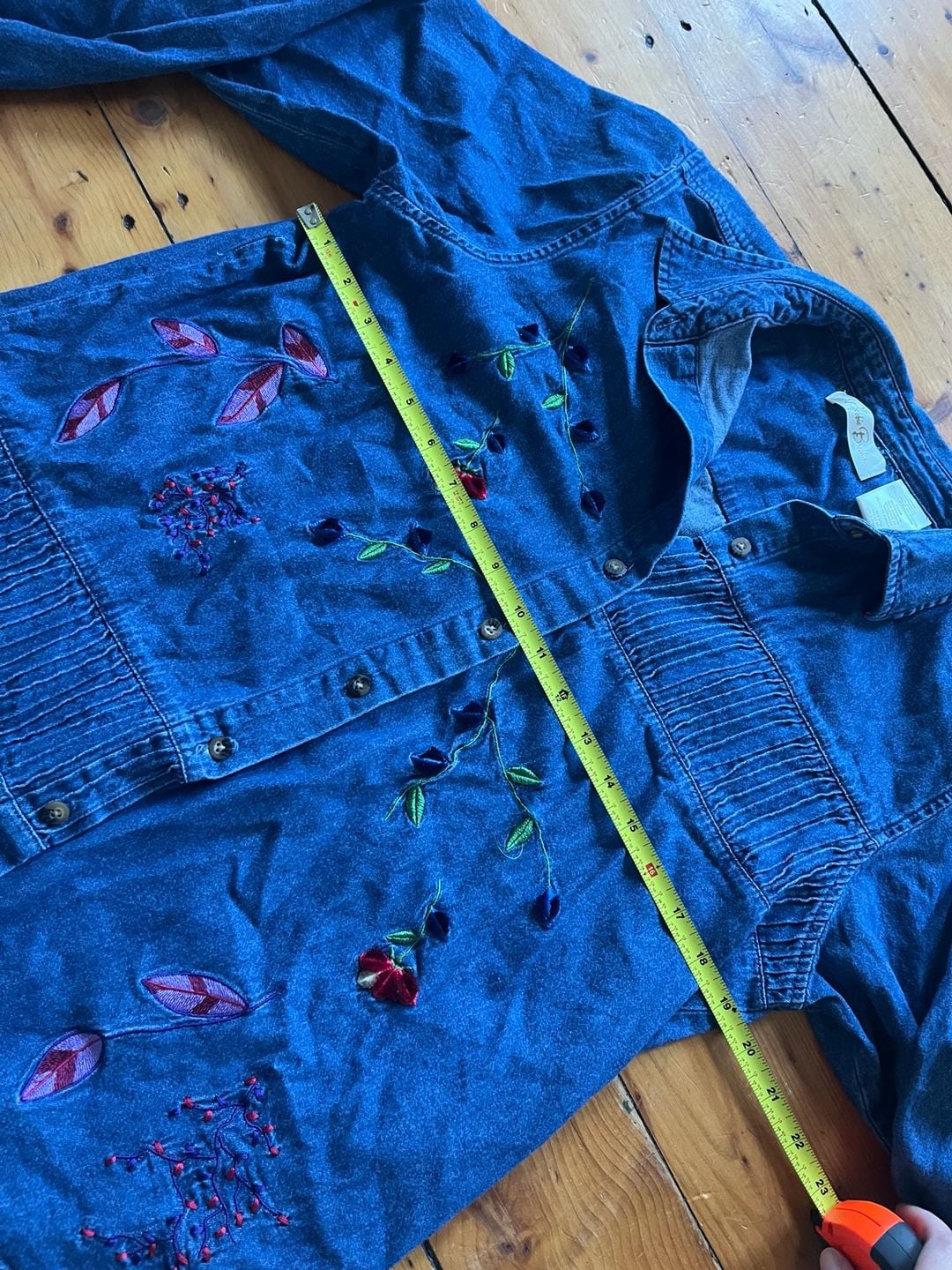Bobbie Brooks Embroidered Denim Shirt Size Medium 8/10 Long Sleeve y2k 6