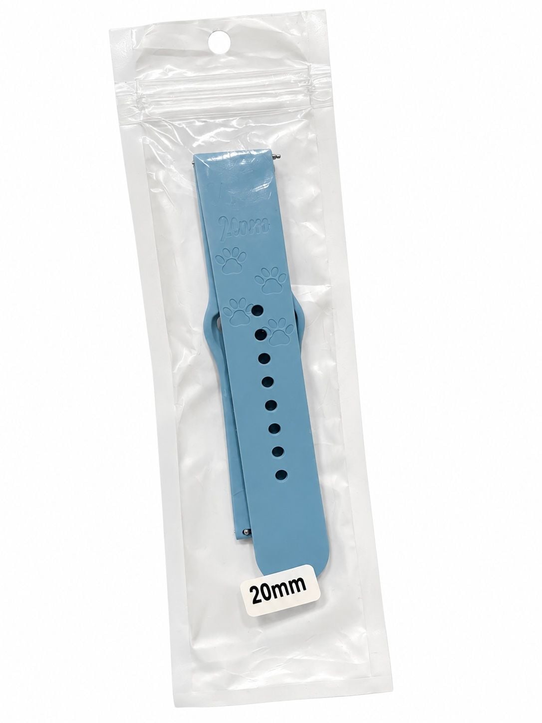 Silicone Watch Band 20mm Blue Paw Print 1