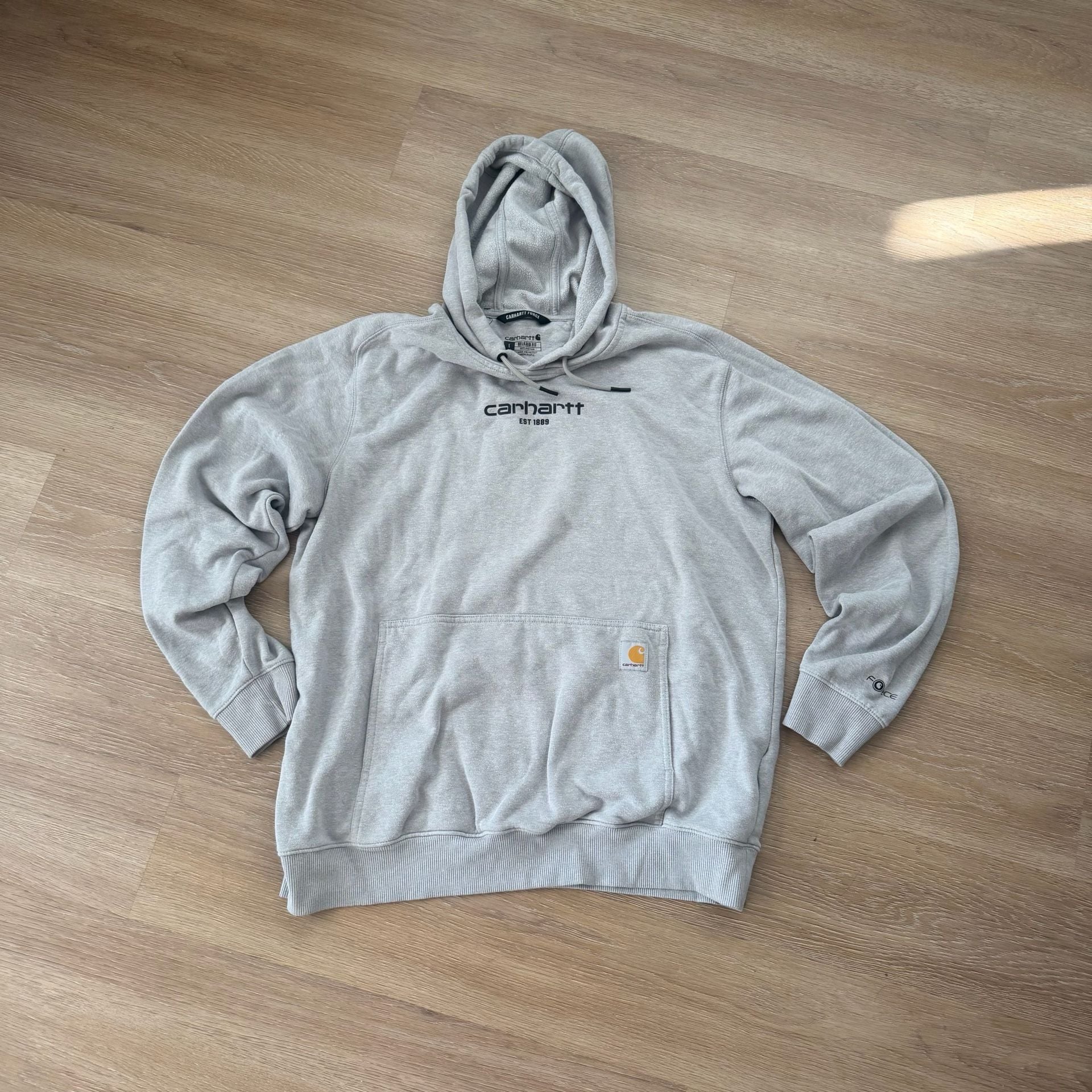 Carhartt VINTAGE Carhartt Hoodie Shirt Mens L Gray Sleeve Logo ... 2